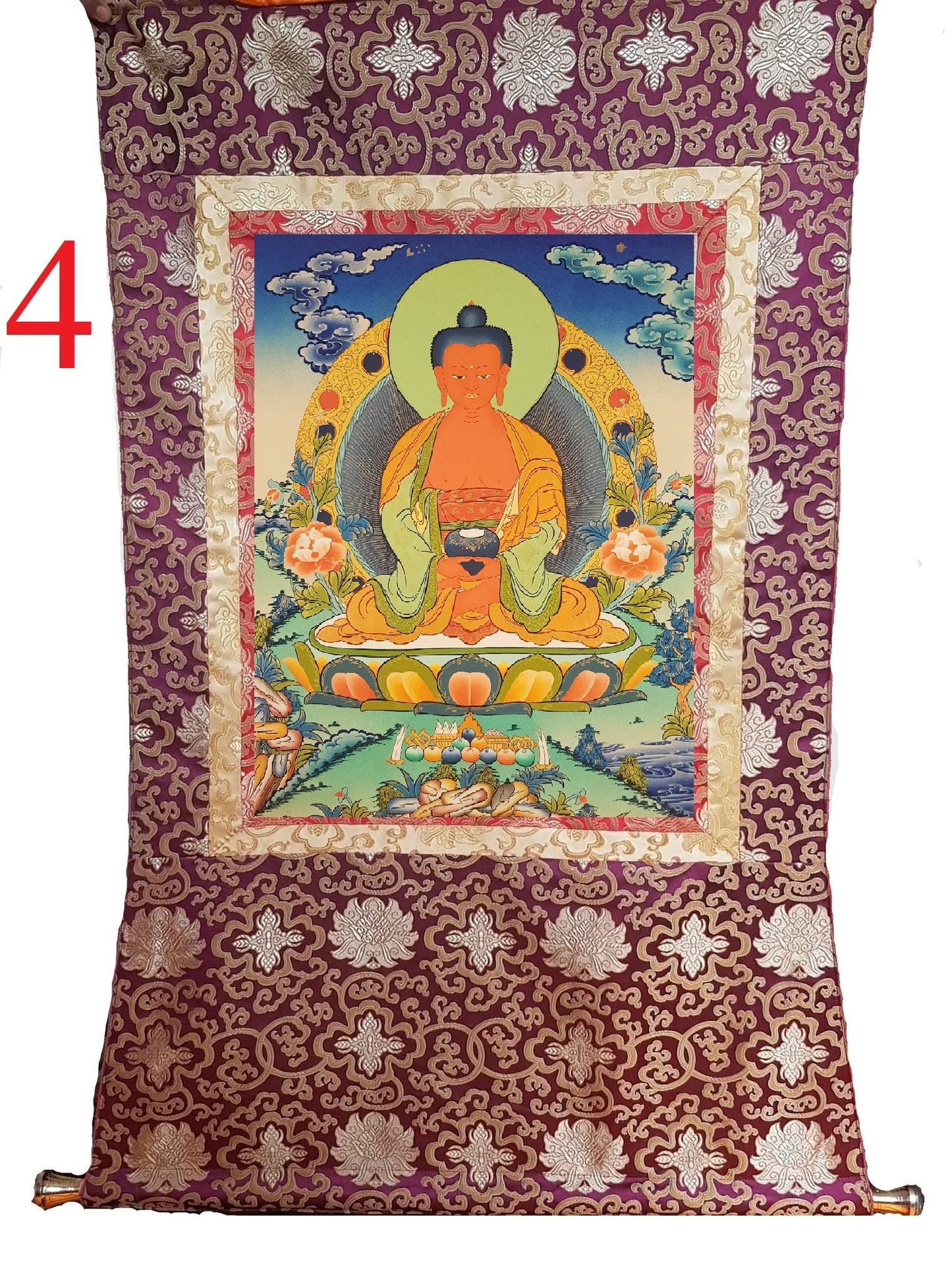 25. Amitabha Buddha Thangka (Thanka). Free Brocade / Free Shipping.