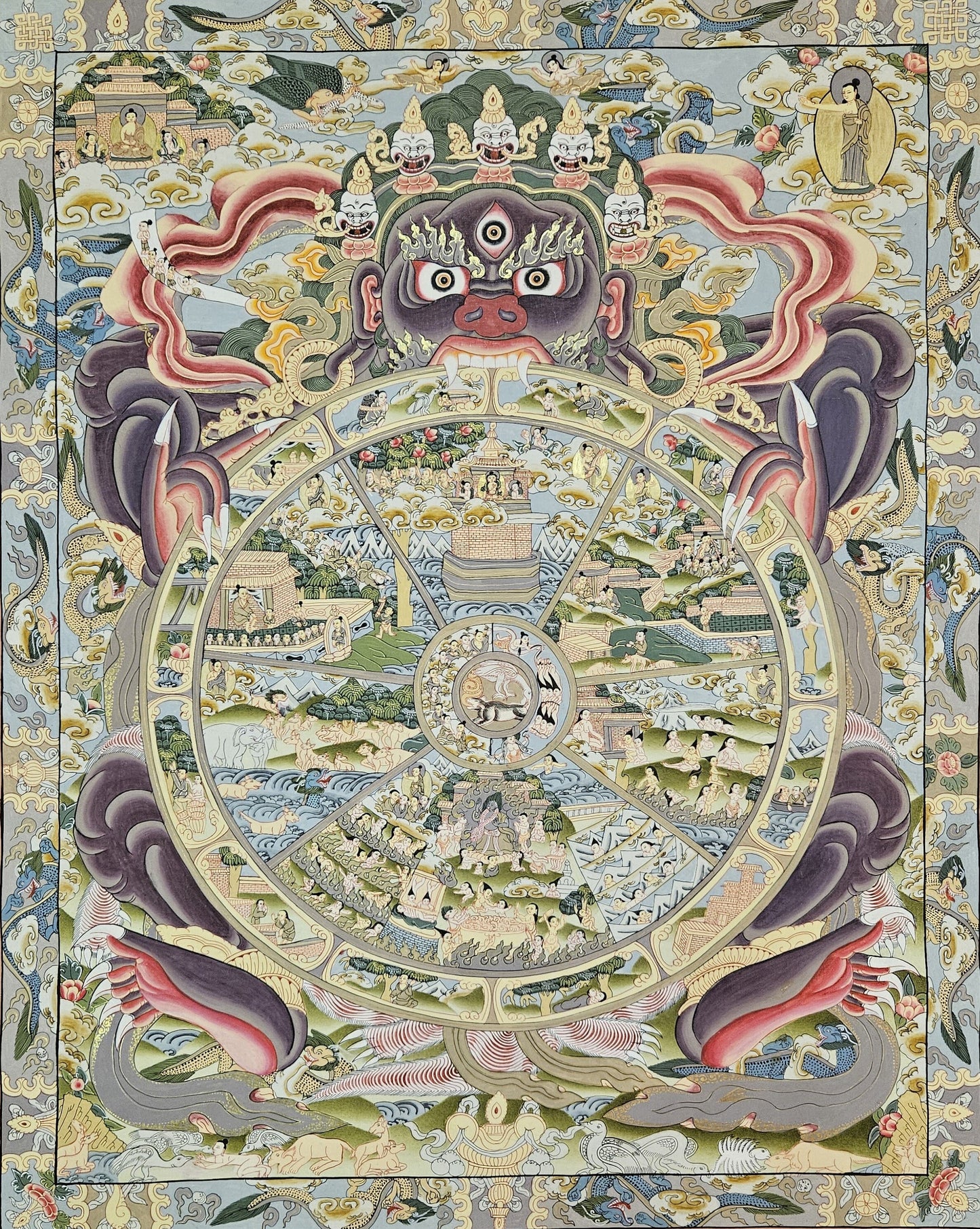 262. Wheel of Life (Samsara) Thangka (Thanka). Free Brocade / Free Shipping.