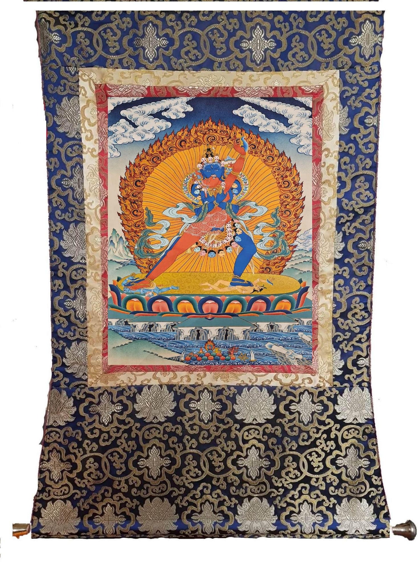 1. Two-Armed Heruka Chakrasamvara Thangka (Thanka). Free Brocade / Free Shipping.