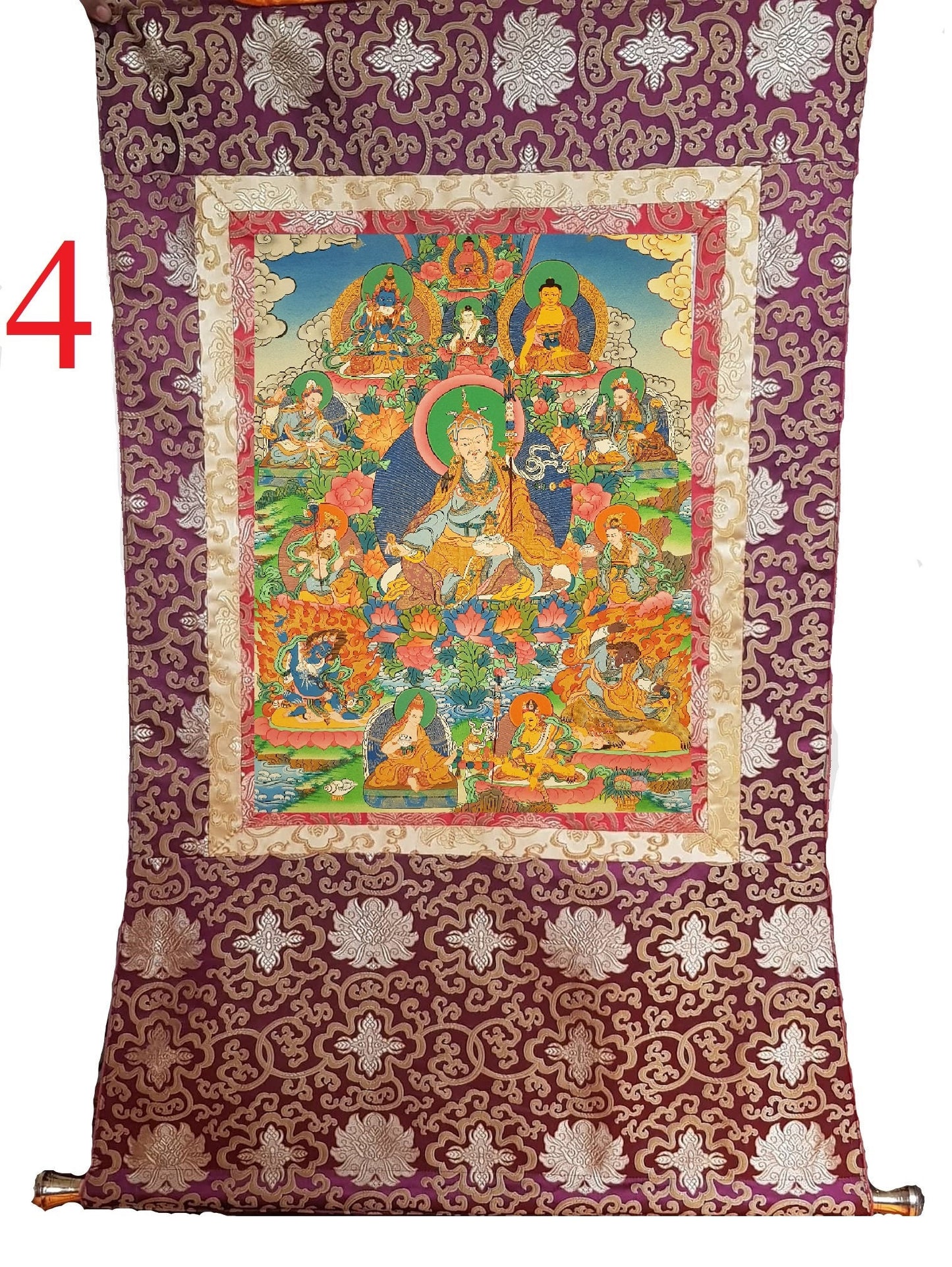 67. 8 Eight Guru Rinpoche Padmasambhava Tsen Gye Thanka (Thangka). Free Brocade / Free Shipping.