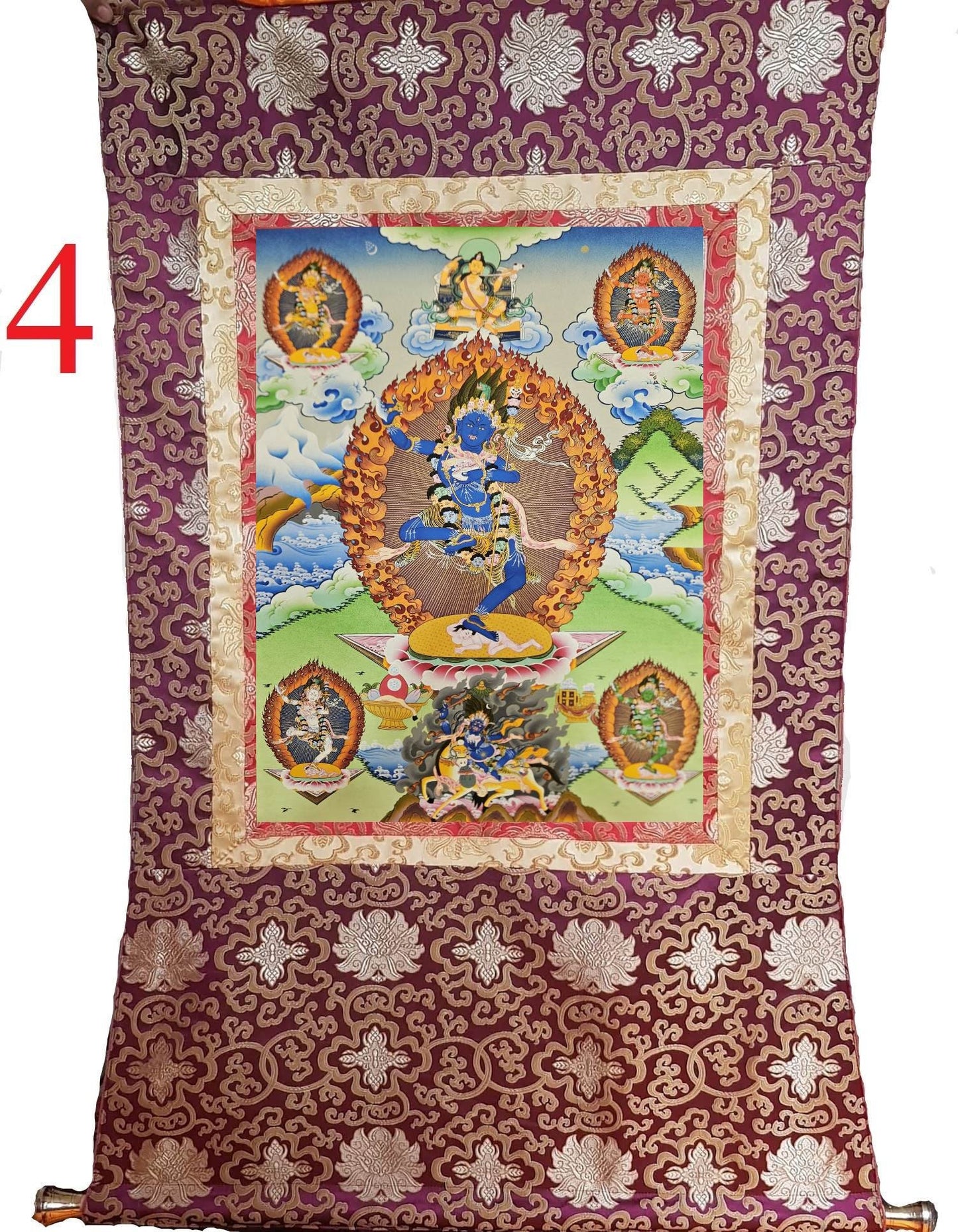 211. Troma Nagmo, the Black Wrathful Mother Thangka (Thanka). Free Brocade / Free Shipping.