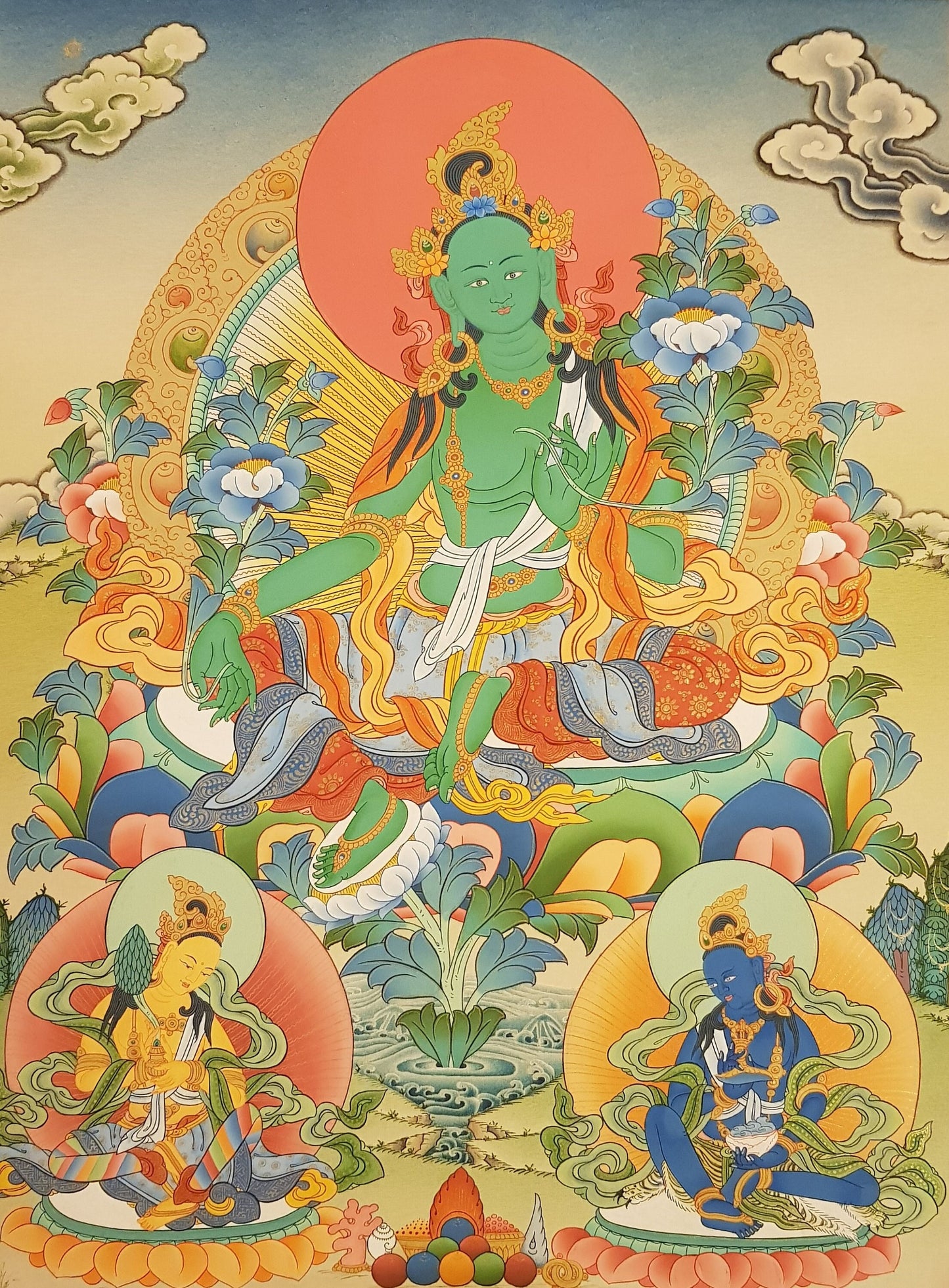 53. Green Tara Thangka (Thanka). Free Brocade / Free Shipping.