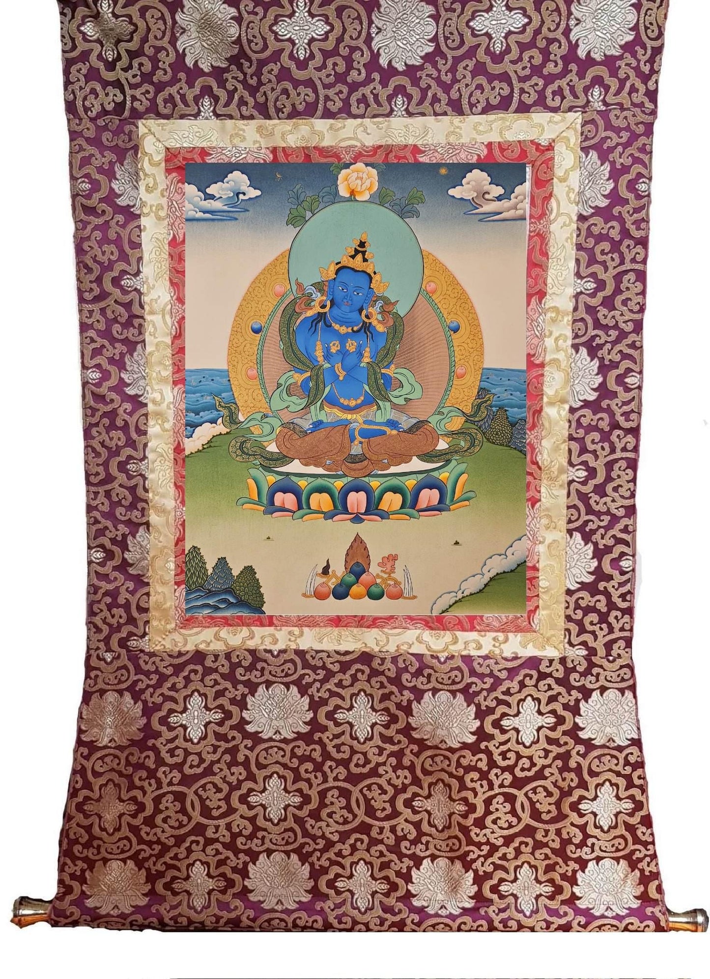 128. Dorje Chang Vajradhara Thangka (Thanka). Free Brocade / Free Shipping.