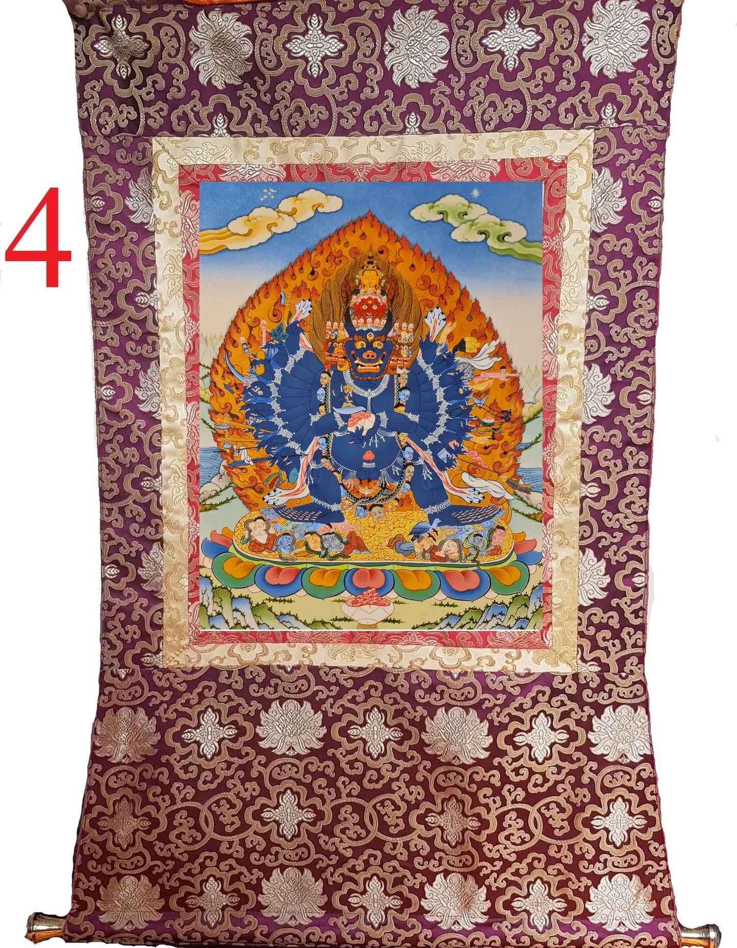 156. Yamantaka Thanka (Thangka). Free Brocade / Free Shipping.