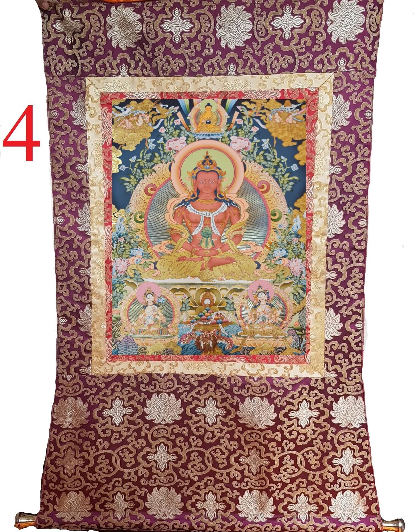 257. Amitayus Thangka (Thanka). Free Brocade / Free Shipping.