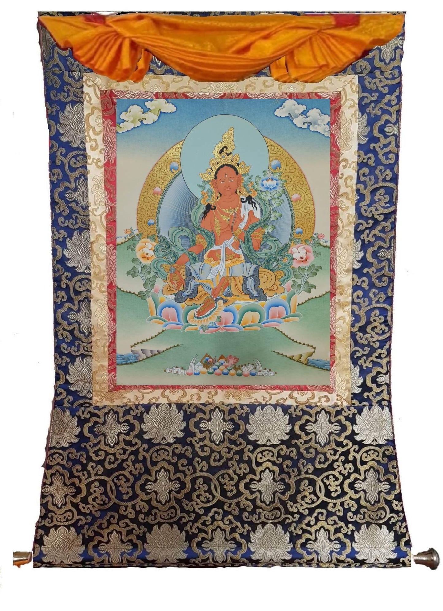 306. Red Tara Thangka (Thanka) with Free Brocade and Free Shipping.