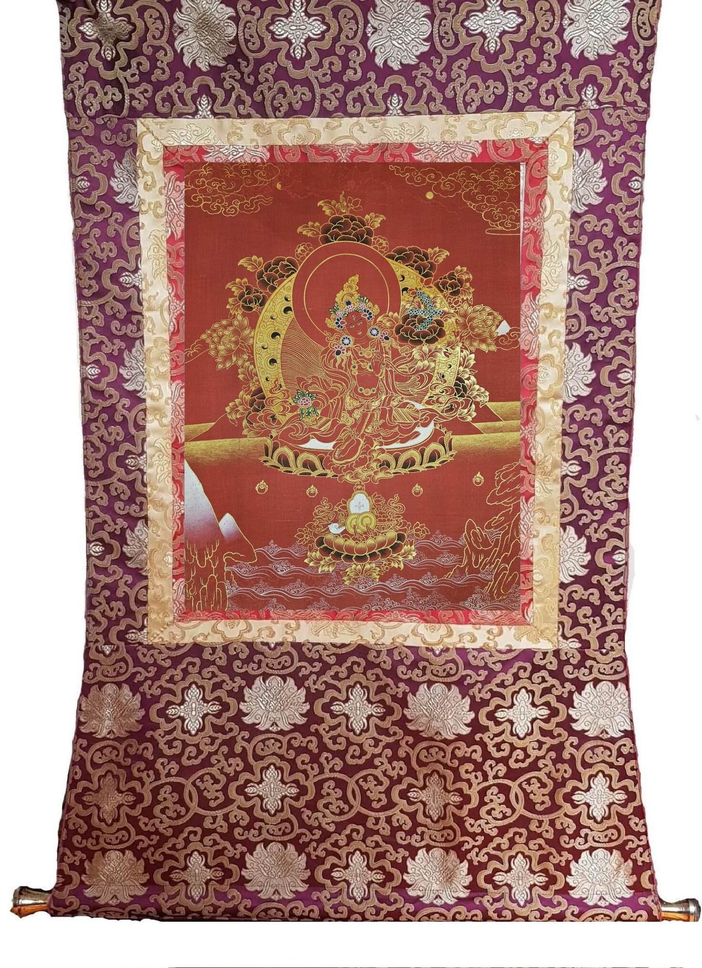 337. Red Tara Thangka (Thanka). Free Brocade / Free Shipping.