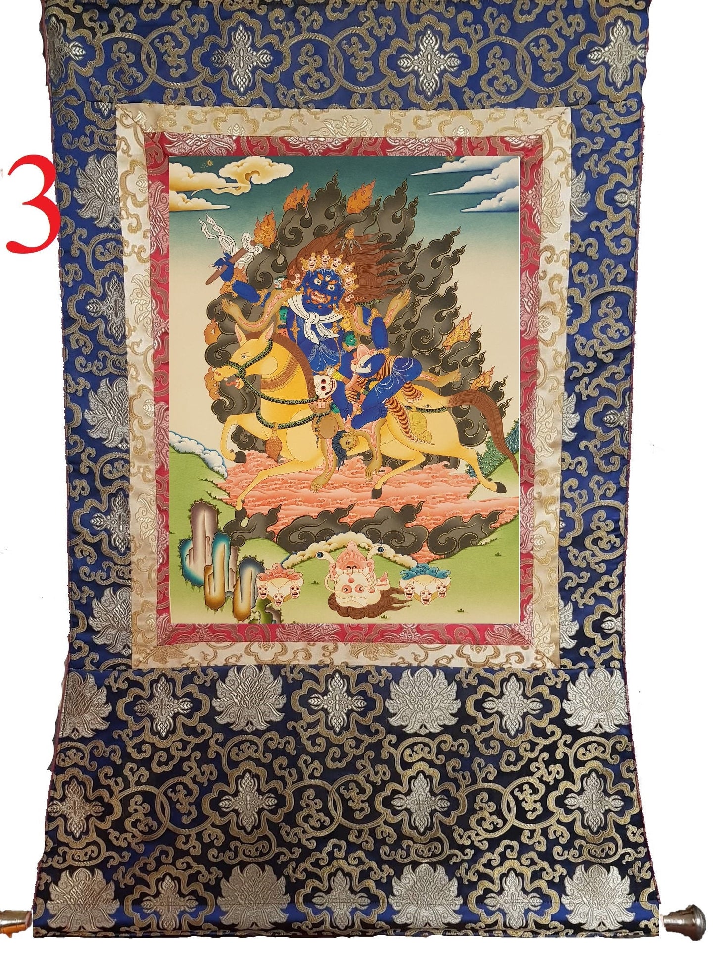 100. PALDEN LHAMO Thangka (Thanka). Free Brocade / Free Shipping.