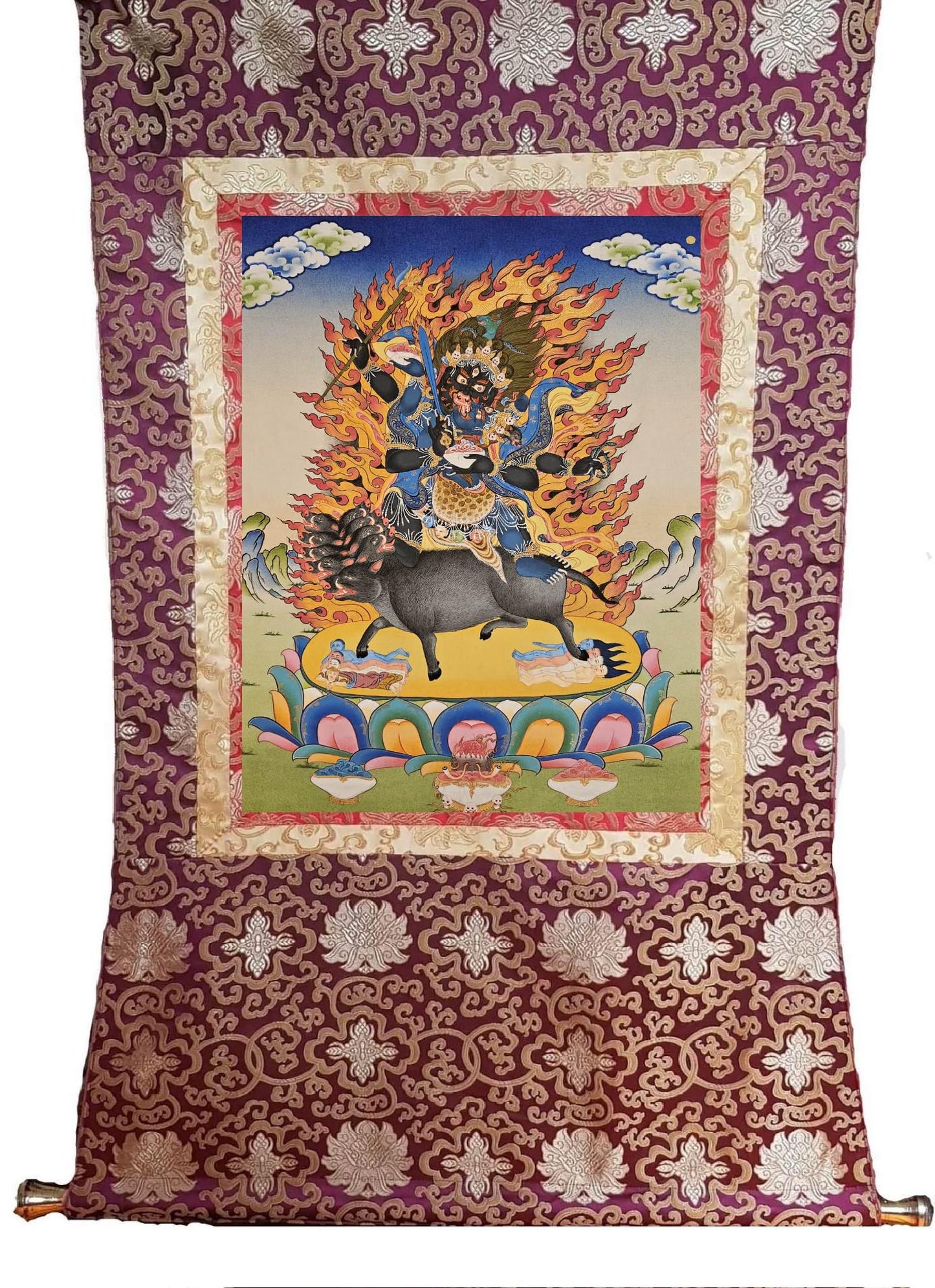 374. Wrathful Black Hayagriva Wrathful Black Hayagriva (Thangka). Free Brocade / Free Shipping.
