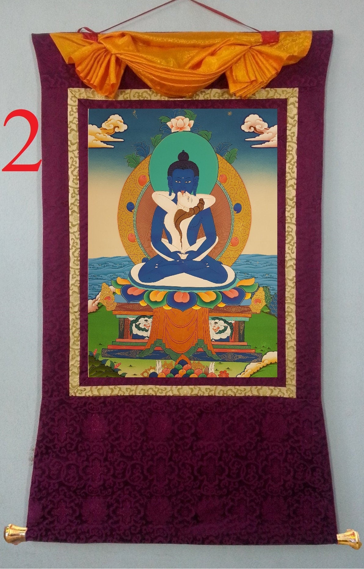 106. Samantabhadra Thangka (Thanka). Free Brocade / Free Shipping.