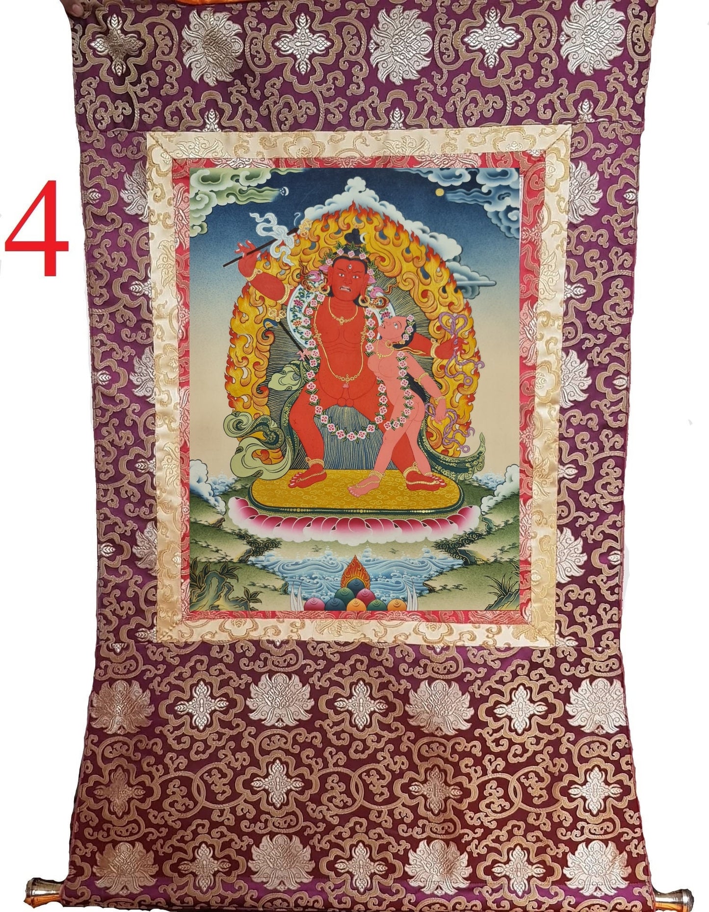 293. Shiva and Parvati Thanka (Thangka). Free Brocade / Free Shipping.