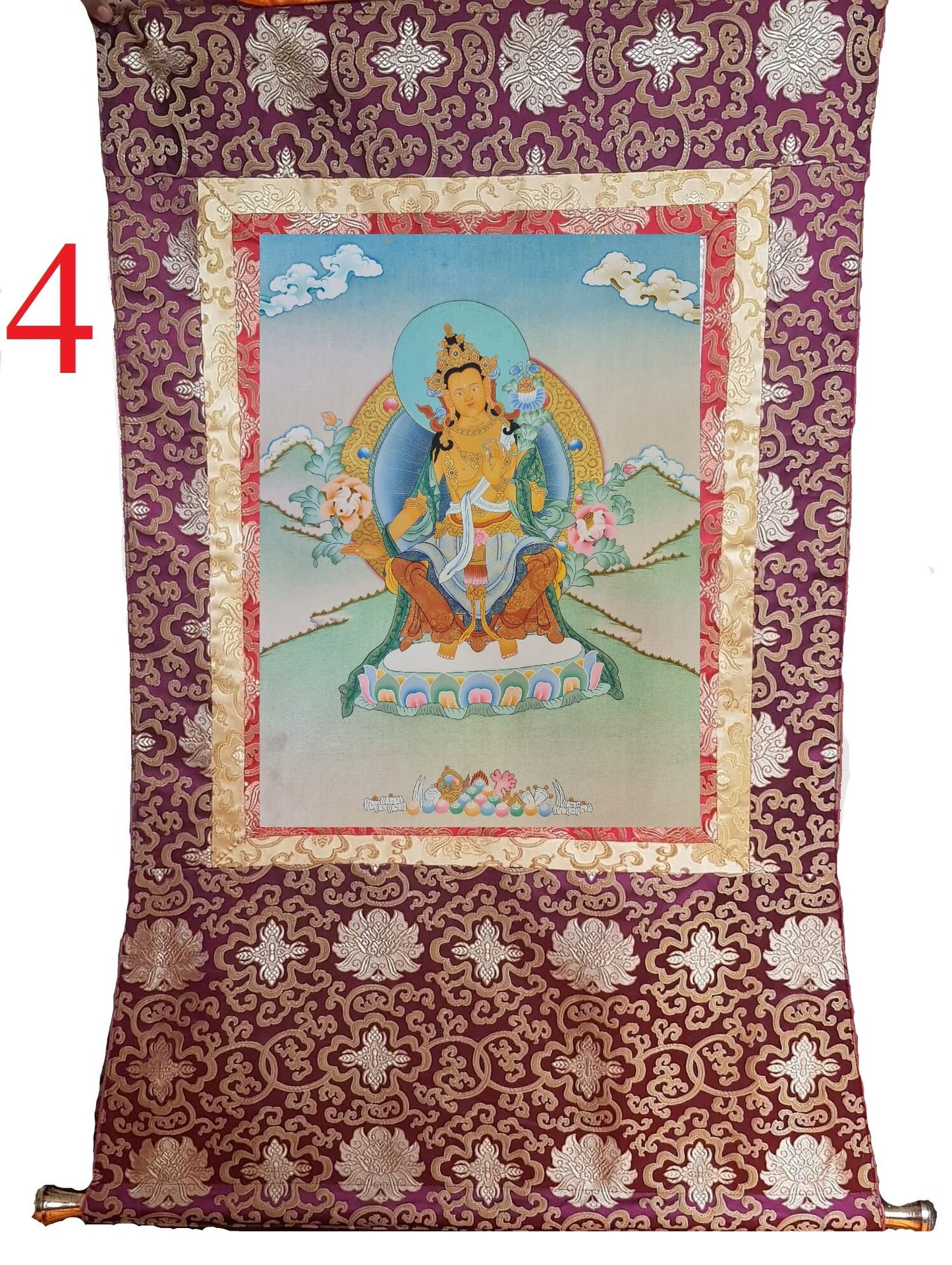 168. Maitreya (Metteyya) Buddha Thangka (Thanka). Free Brocade / Free Shipping.
