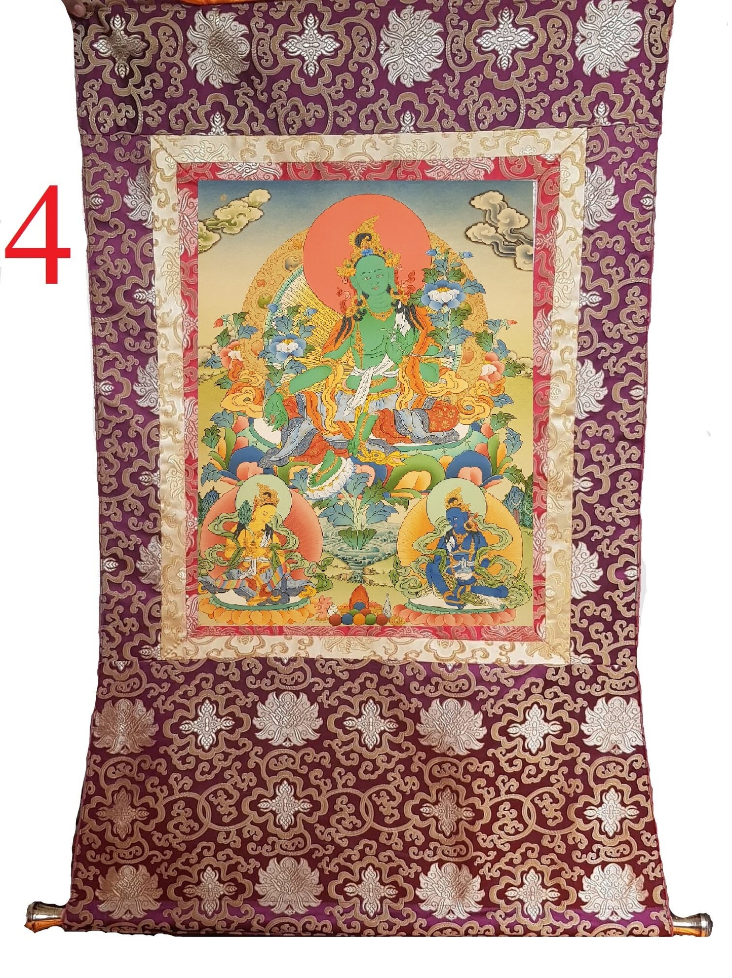 53. Green Tara Thangka (Thanka). Free Brocade / Free Shipping.