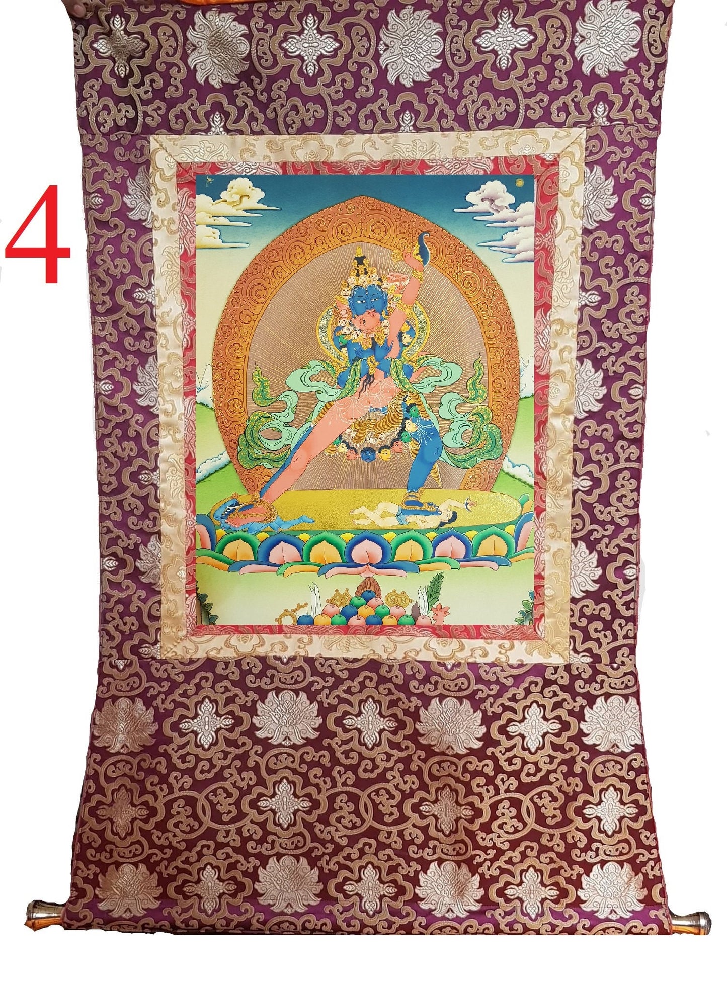 24. Two-Armed Heruka Chakrasamvara with Consort Thangka (Thanka). Free Brocade / Free Shipping.