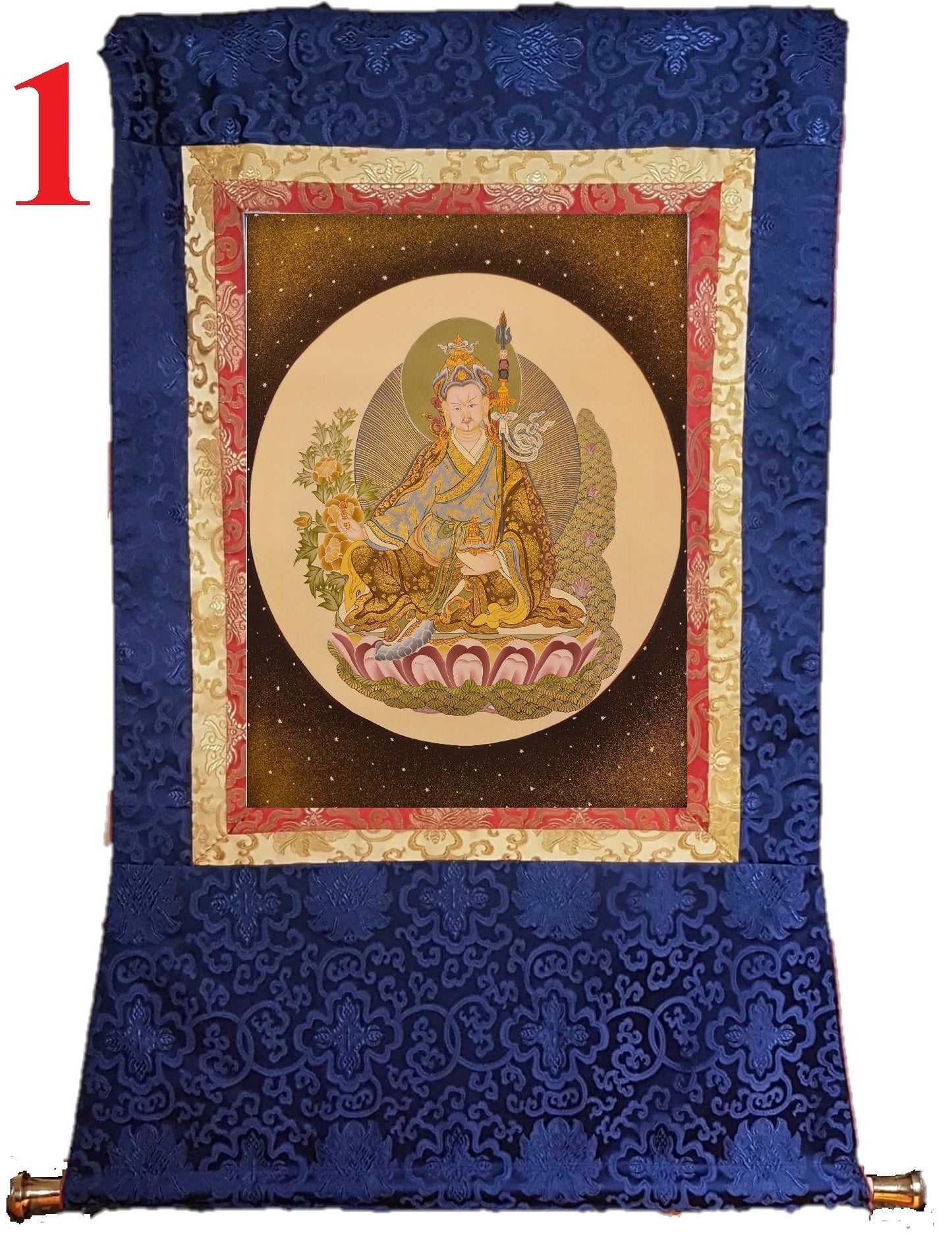 61. Guru Rinpoche Padmasambhava Thanka (Thangka). Free Brocade / Free Shipping.