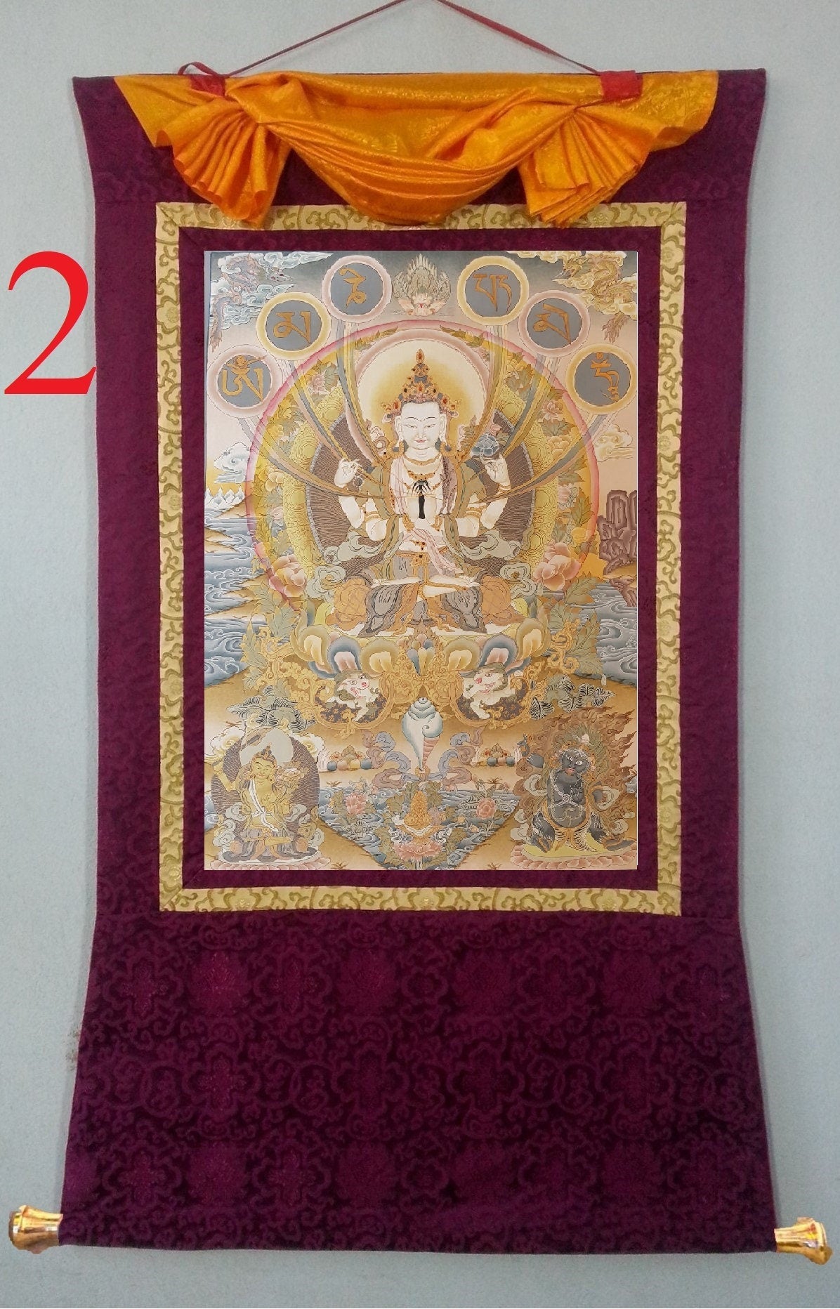 15. Chenrezig Thangka (Thanka). Free Brocade / Free Shipping.