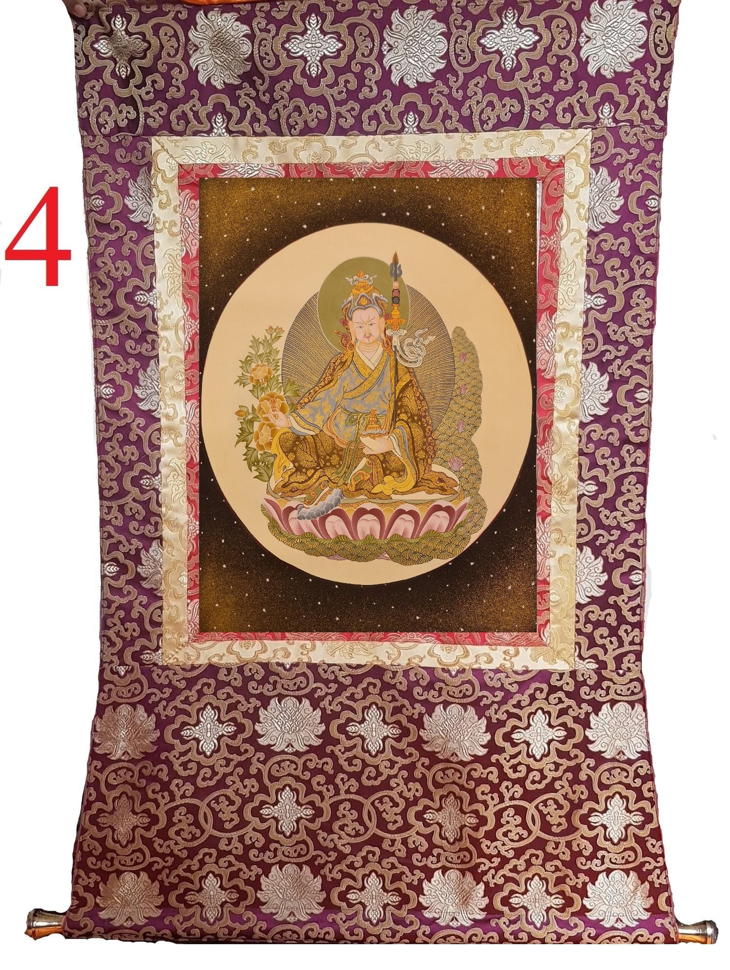 61. Guru Rinpoche Padmasambhava Thanka (Thangka). Free Brocade / Free Shipping.