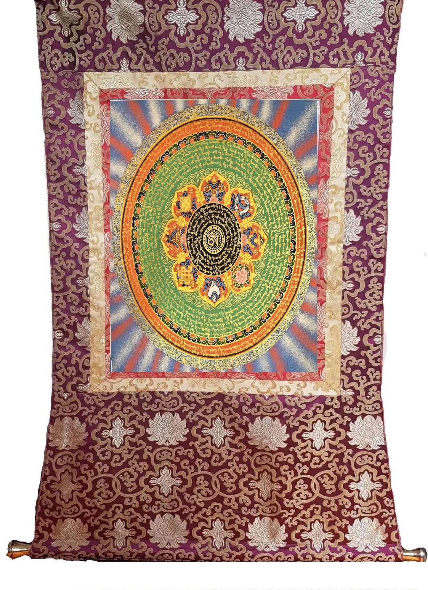 346. Mantra Mandala Thangka (Thanka). Free Brocade / Free Shipping.