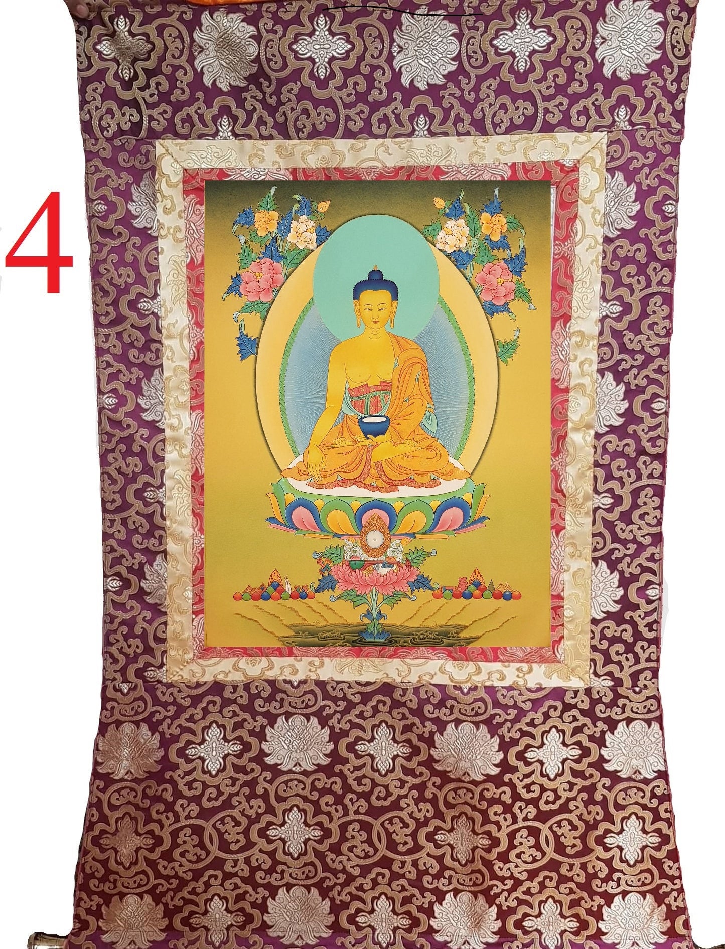 116. Shakyamuni Buddha Thangka (Thanka). Free Brocade / Free Shipping.