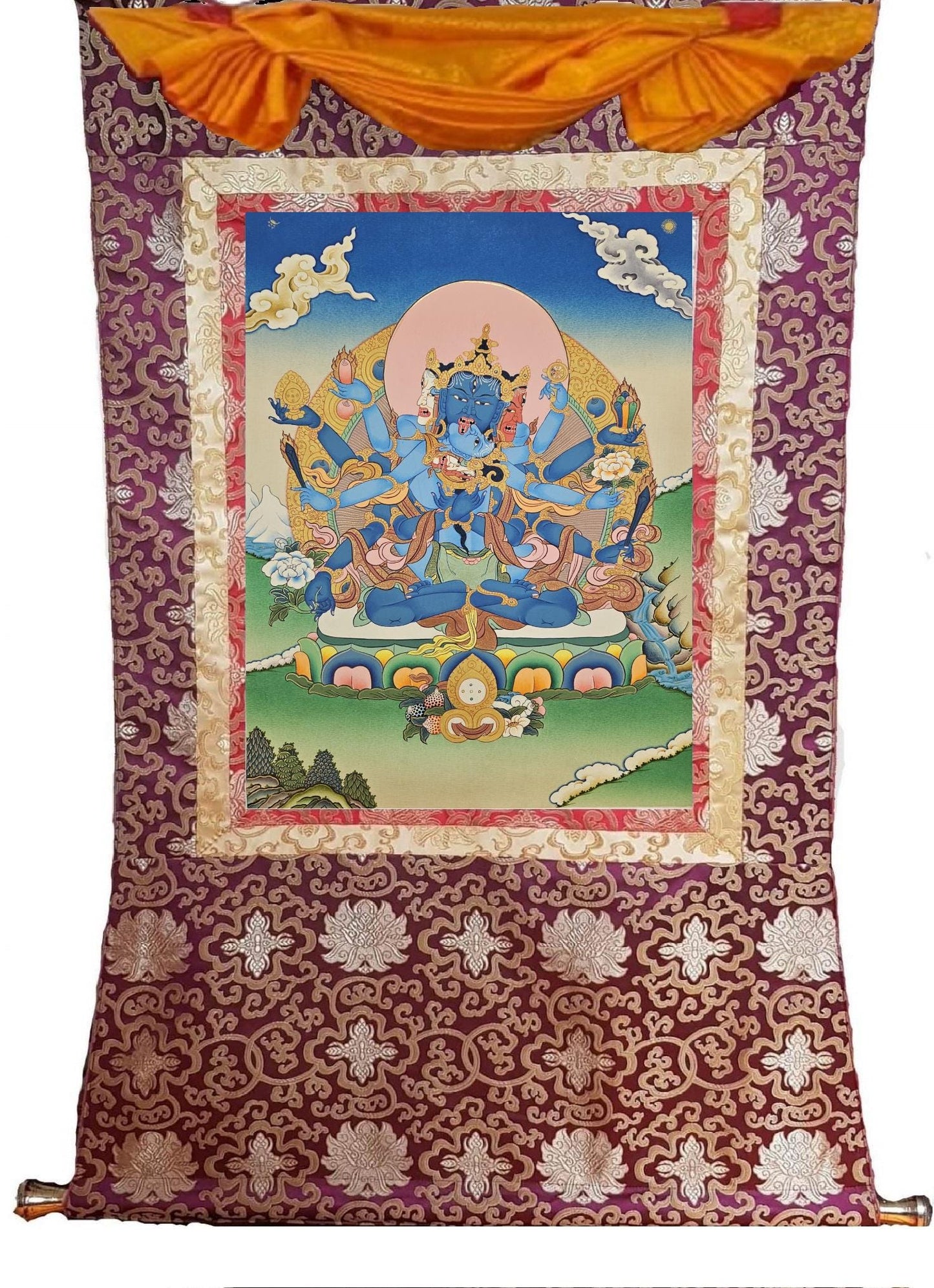 400. Akshobhyavajra Guhyasamaja Thangka (Thanka). Free Brocade / Free Shipping.