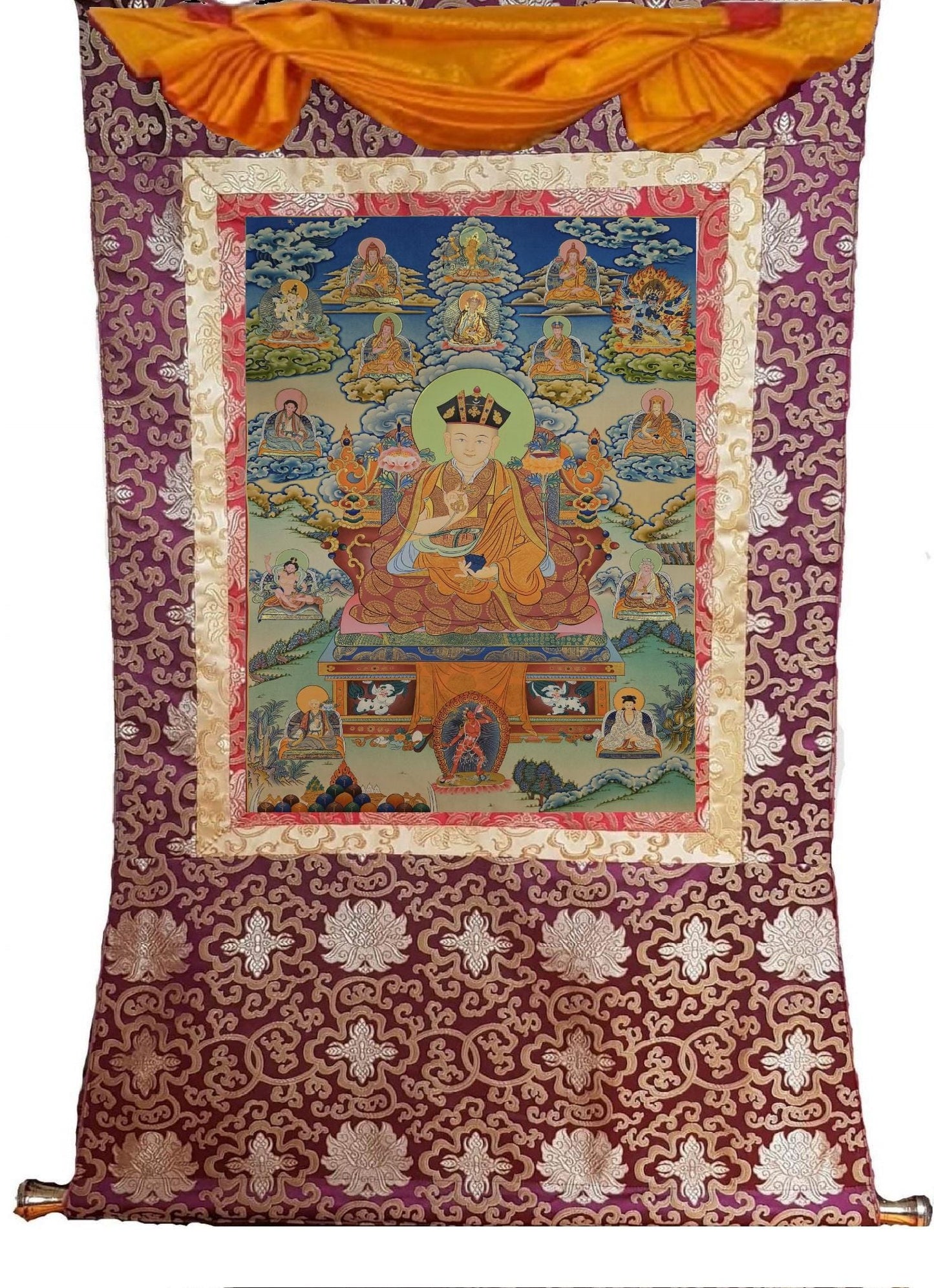 394. The 16th Sixteenth Karmapa, Rangjung Rigpe Dorje Thangka (Thanka). Free Brocade / Free Shipping.