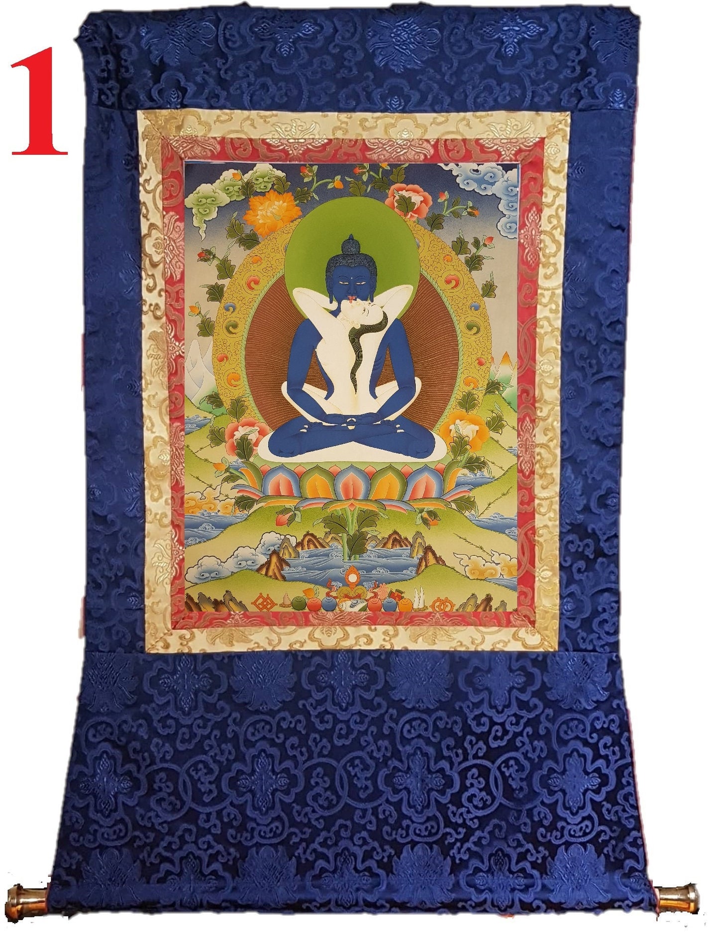 103. Samantabhadra Thangka (Thanka). Free Brocade / Free Shipping.