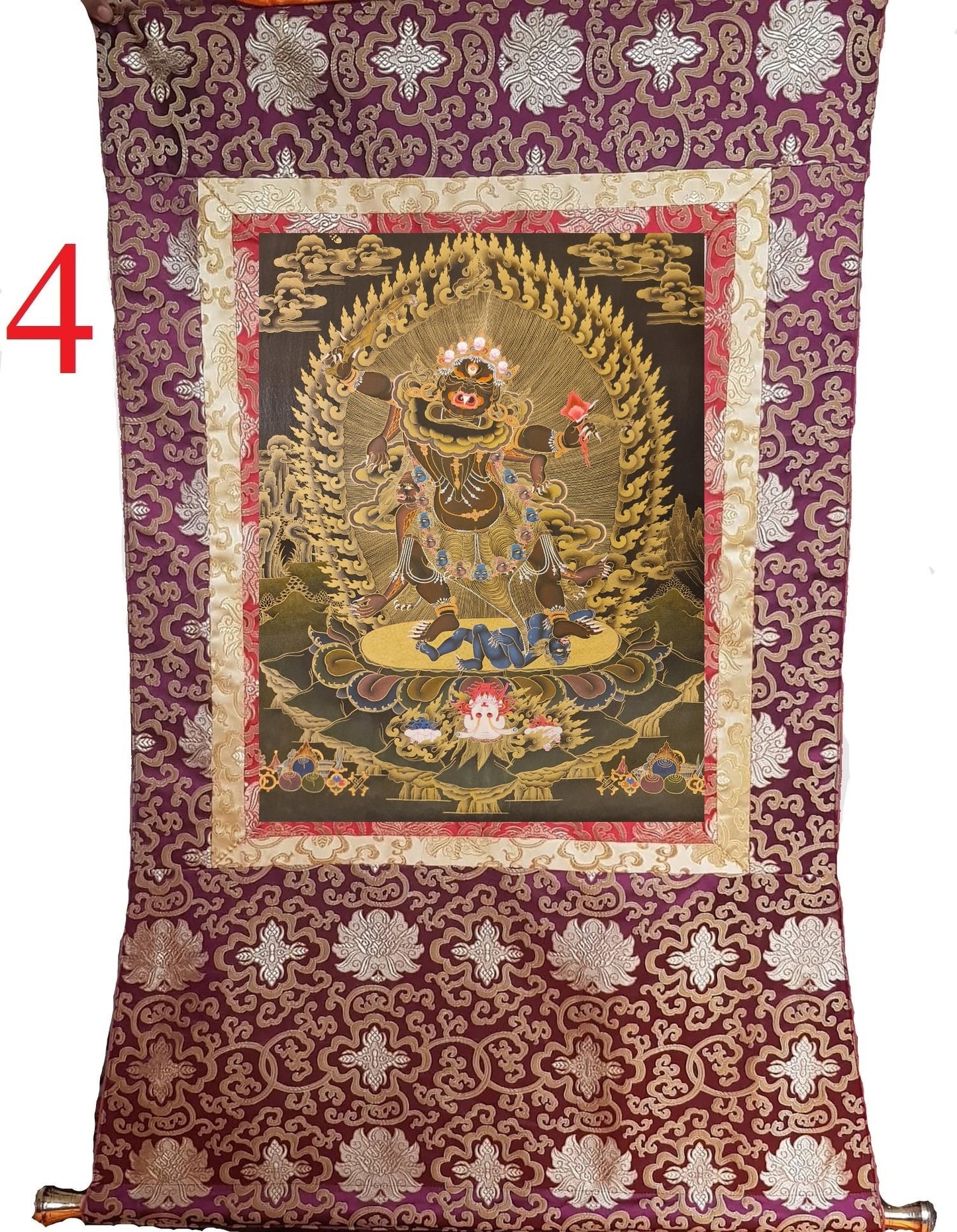 48. Ekajati Tibetan Thangka (Thanka) Painting. Free Brocade / Free Shipping.