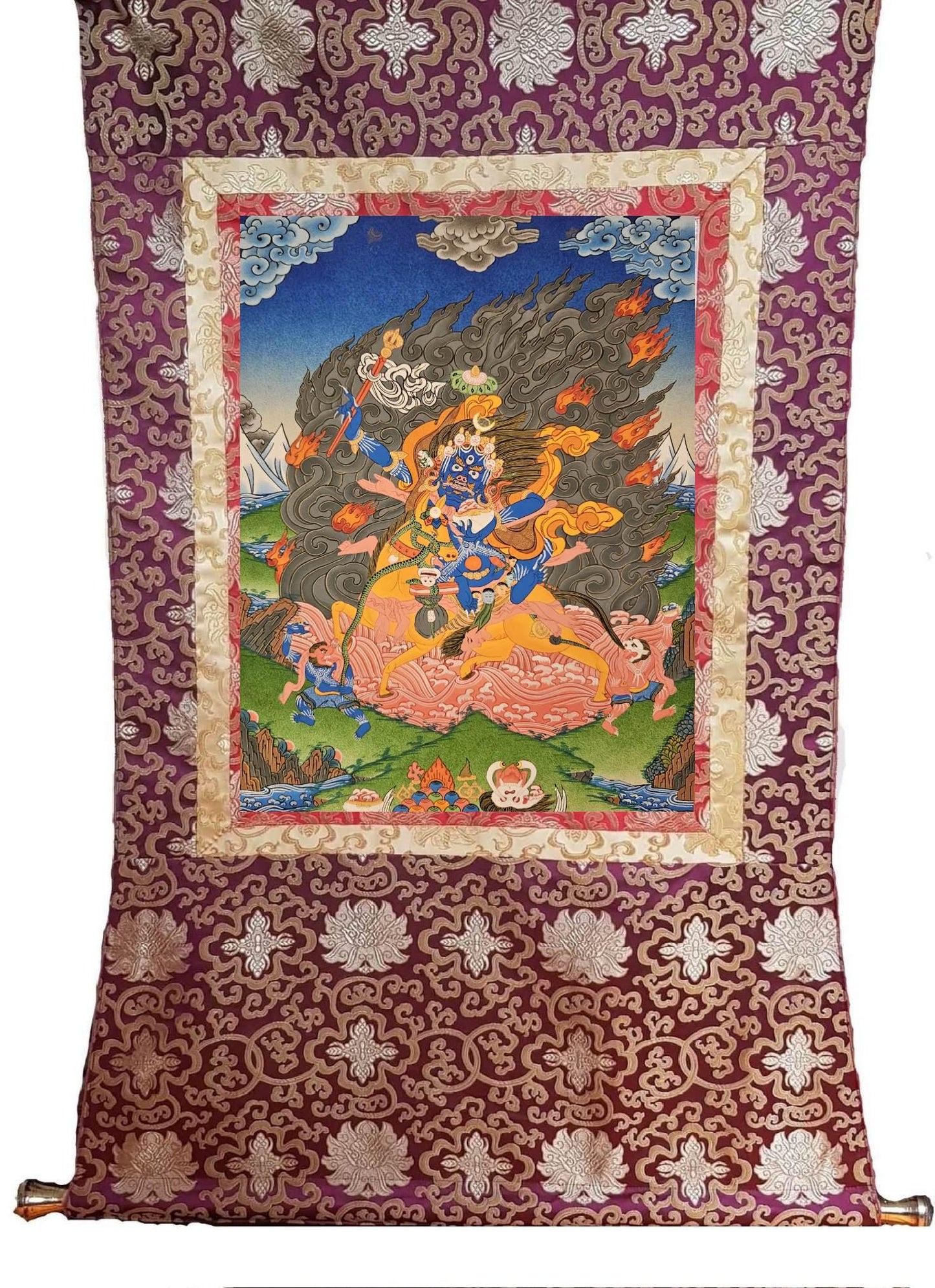 62. PALDEN LHAMO (Shri Devi) Thangka (Thanka). Free Brocade / Free Shipping.