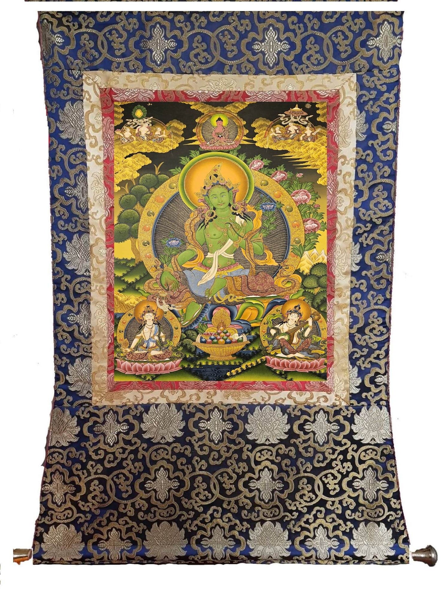 227. Green Tara Thangka (Thanka). Free Brocade / Free Shipping.