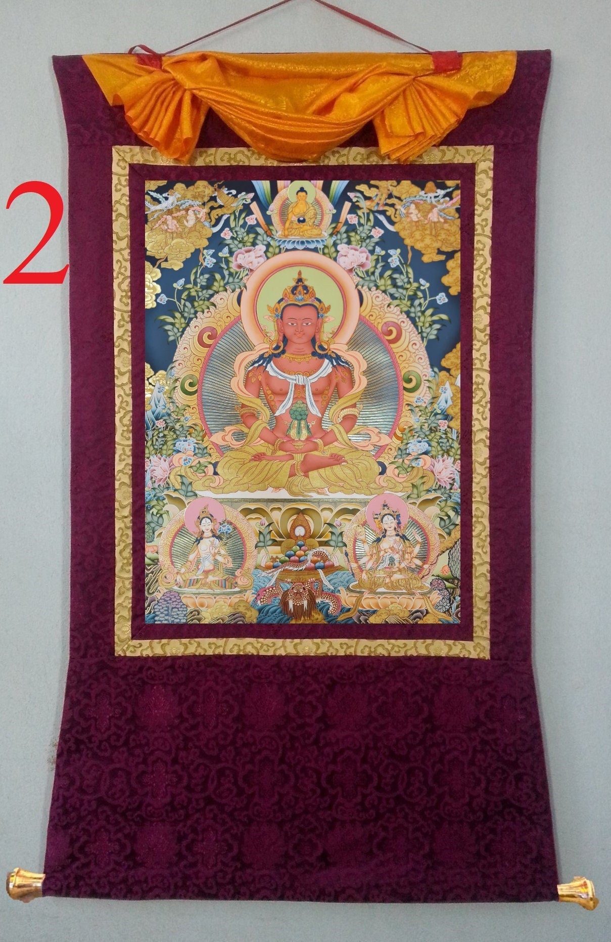 257. Amitayus Thangka (Thanka). Free Brocade / Free Shipping.