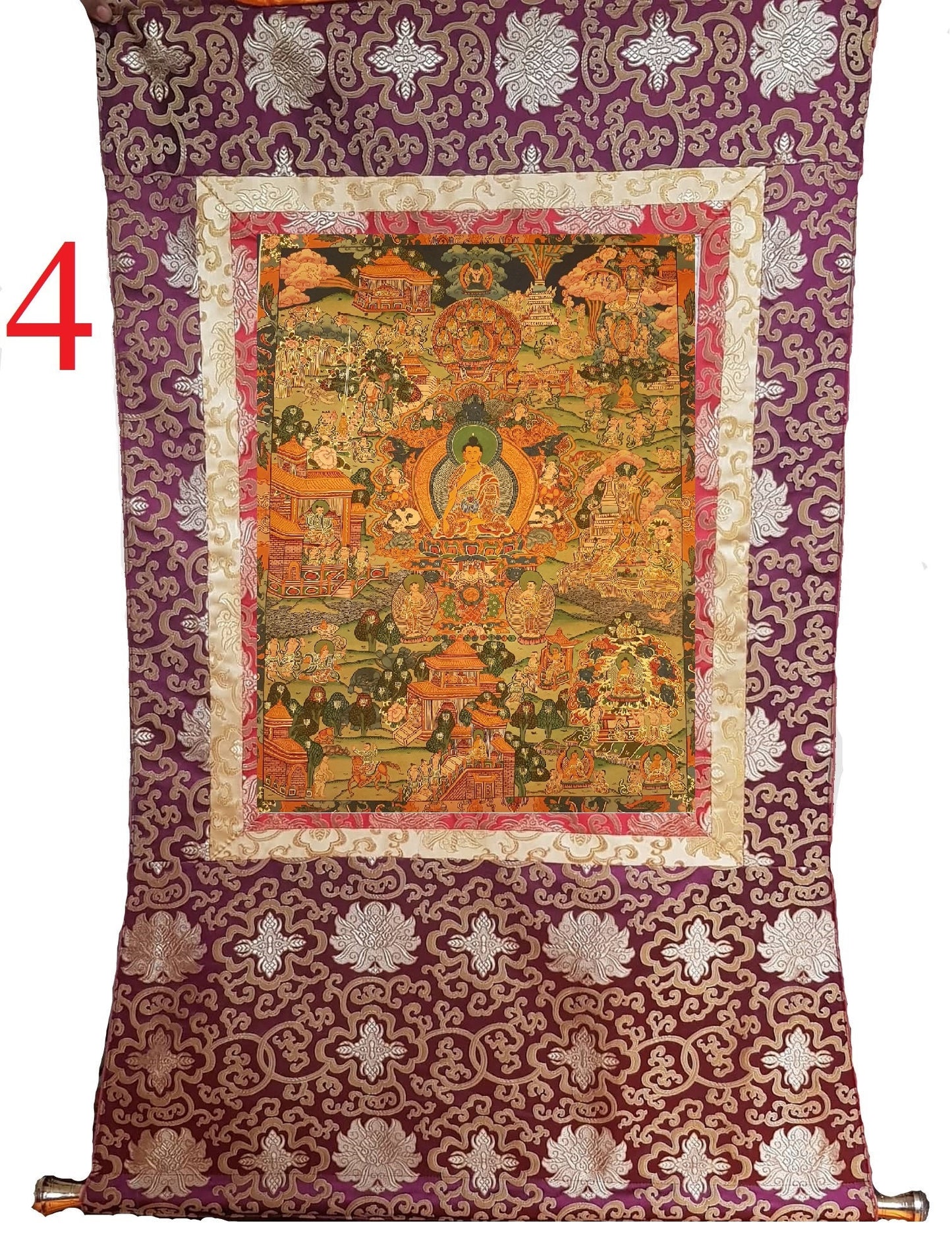 14. Buddha Life Story (Thanka) Thangka. Free Brocade / Free Shipping.