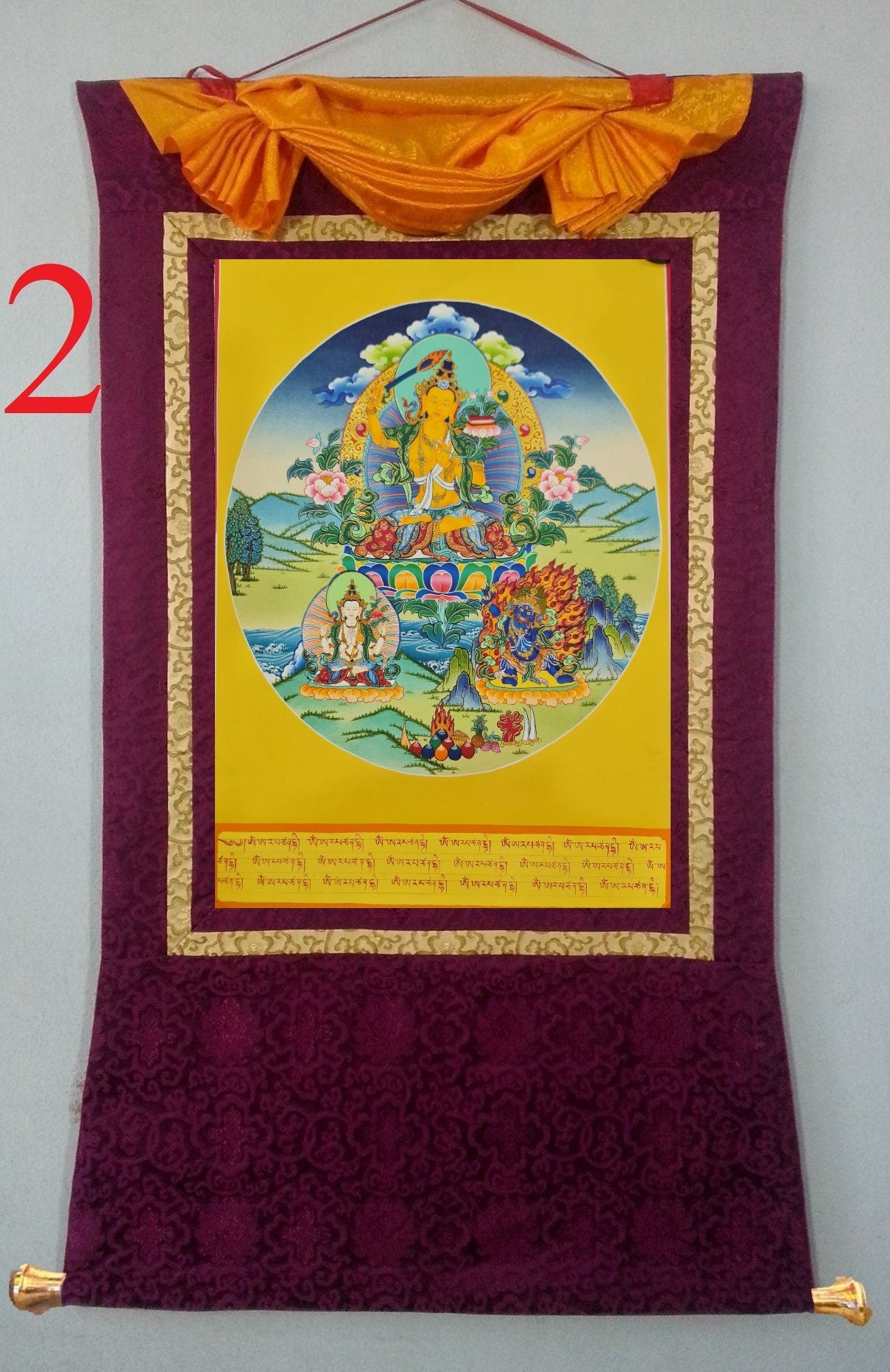 267. Manjushree (Manjushri) Thangka (Thanka). Free Brocade / Free Shipping.
