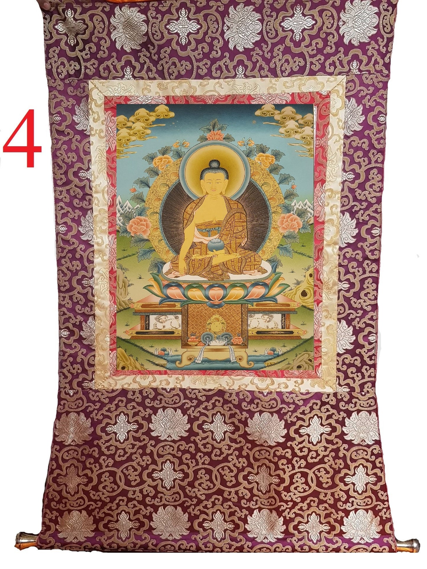 118. Shakyamuni Buddha Thangka (Thanka). Free Brocade / Free Shipping.