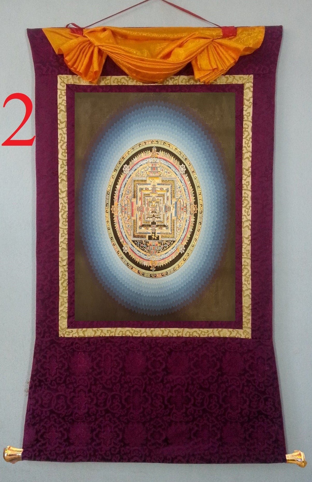 146. Kalachakra Mandala Thangka (Thanka). Free Brocade / Free Shipping.