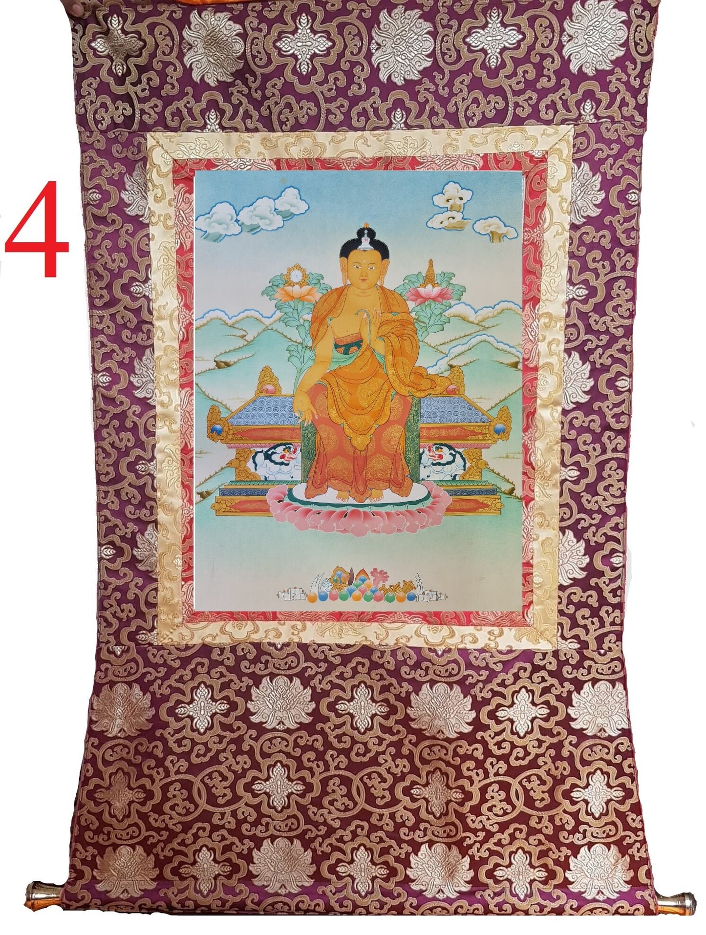 169. Maitreya (Metteyya) Buddha Thangka (Thanka). Free Brocade / Free Shipping.