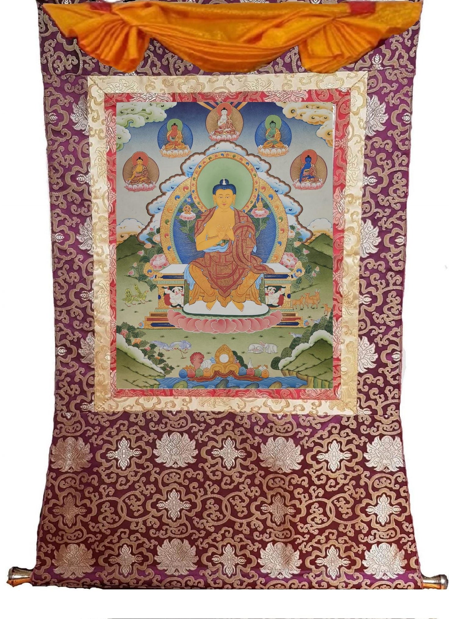 385. Maitreya (Metteyya) Buddha Thangka (Thanka). Free Brocade / Free Shipping.