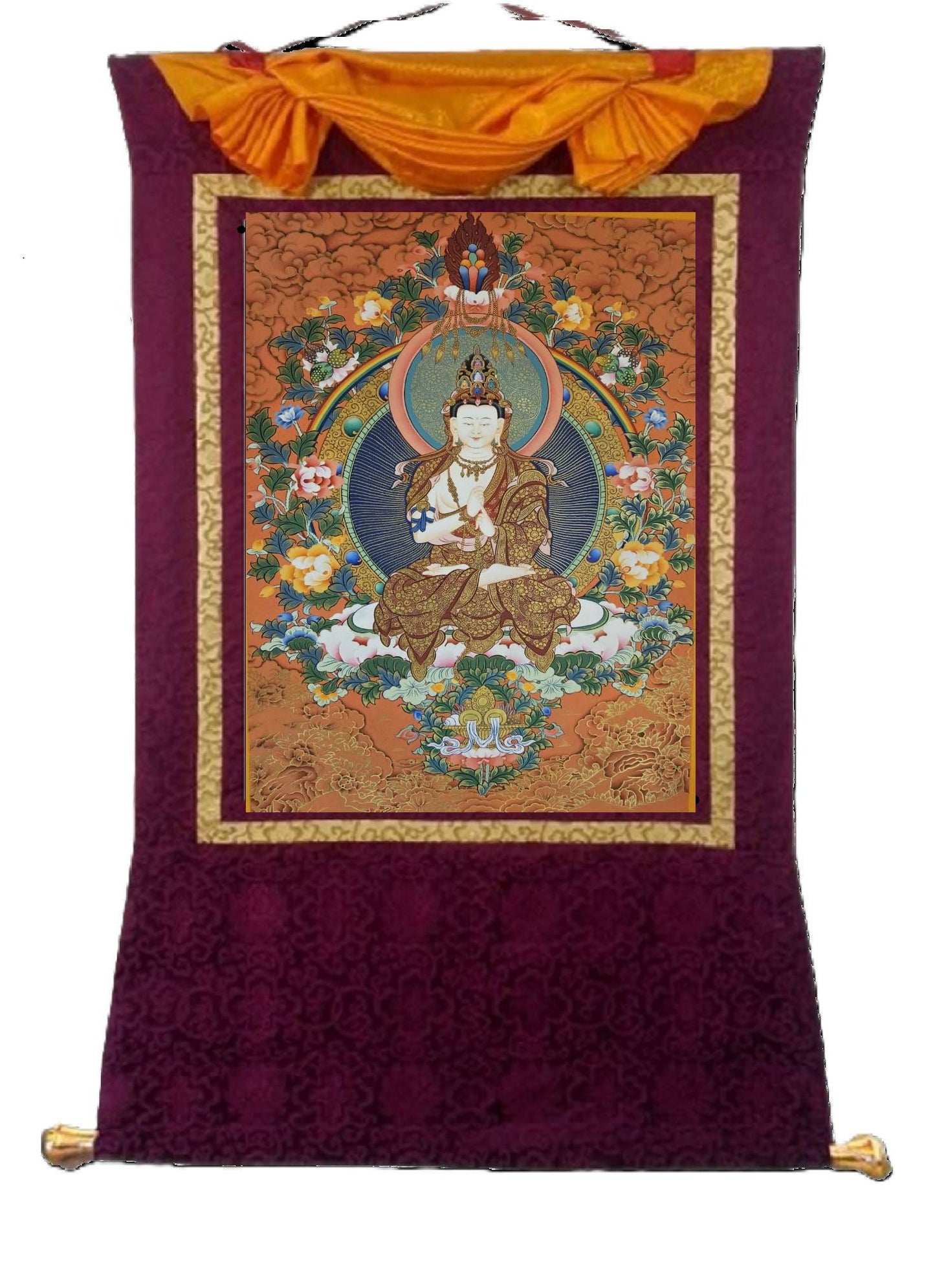 340. High Quality Vairocana Buddha Japanese Style Art Thangka (Thanka). Free Shipping / Free Brocade.