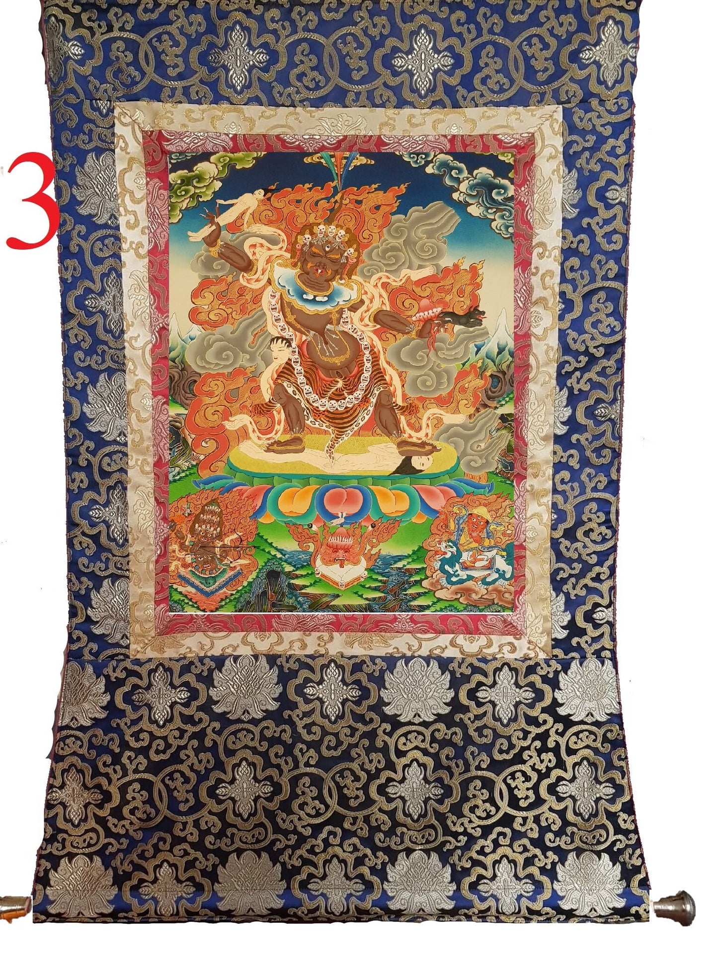 47. Ekajati Tibetan Thangka (Thanka) Painting. Free Brocade / Free Shipping.