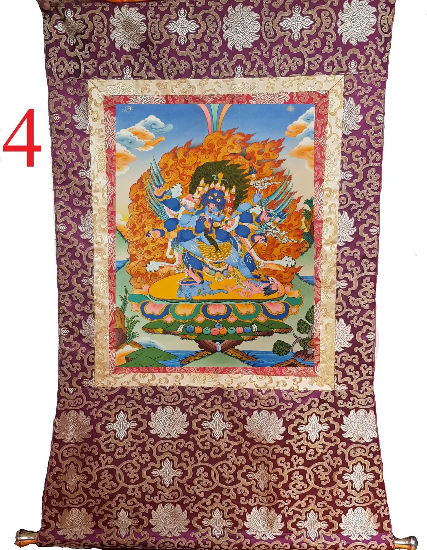 131. Vajra Kilaya (Dorje Phurba) Thanka (Thangka). Free Brocade / Free Shipping.
