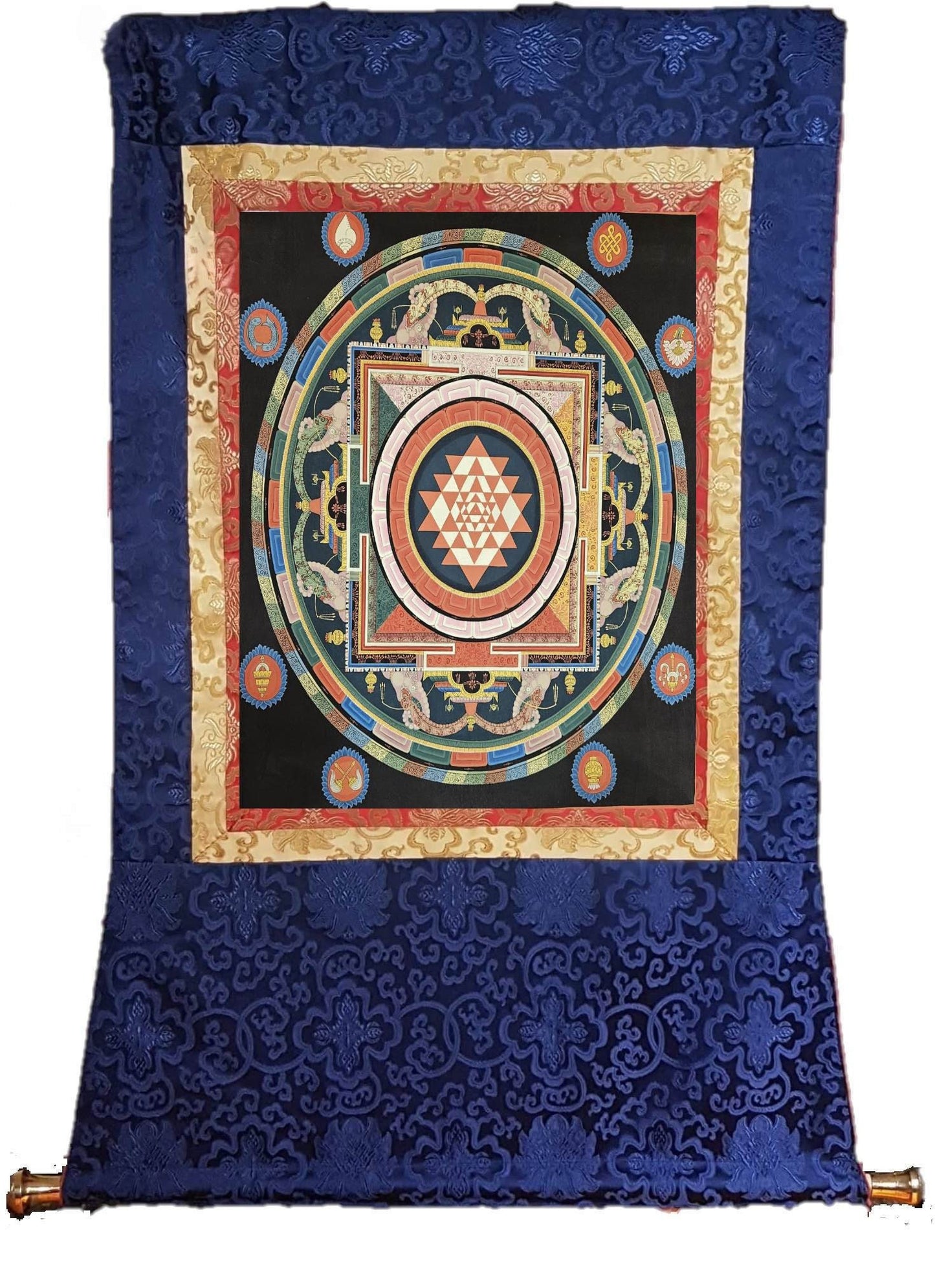 320. Shri Sri Shree Yantra Mandala Thangka (Thanka). Free Brocade / Free Shipping.