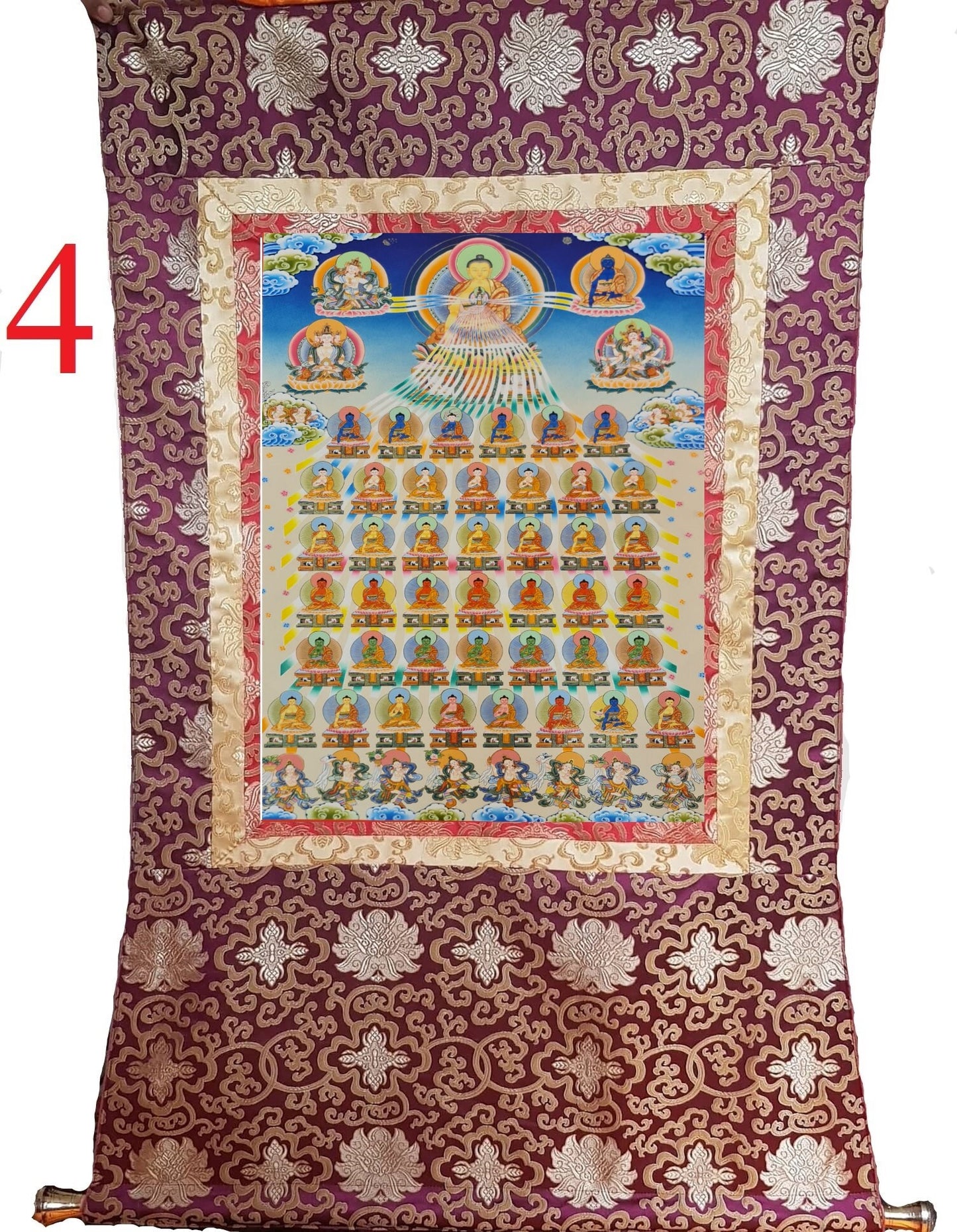 280. 35 Buddha Thangka (Thanka). Free Brocade / Free Shipping.
