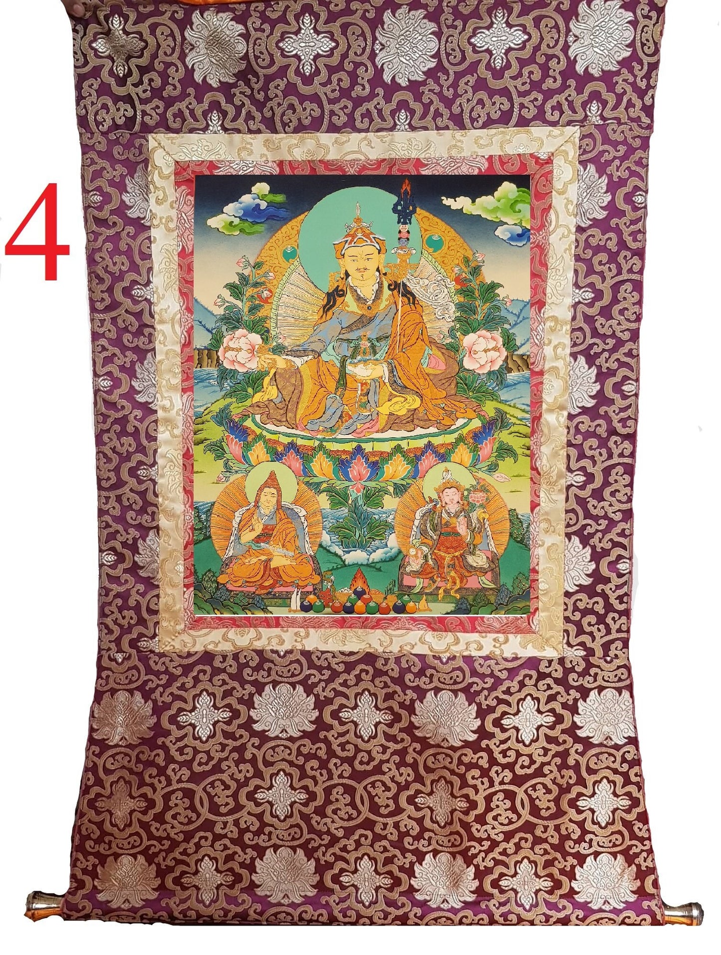 66. Guru Rinpoche Padmasambhava Thanka (Thangka). Free Brocade / Free Shipping.