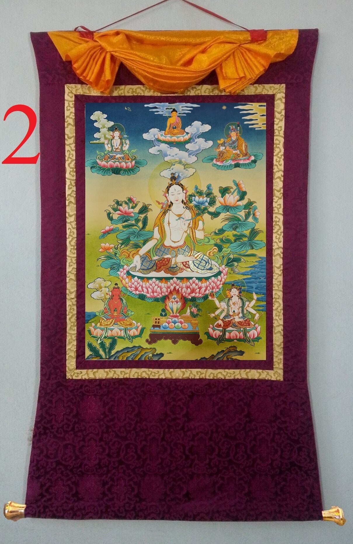 255. White Tara Thangka (Thanka). Free Brocade / Free Shipping.