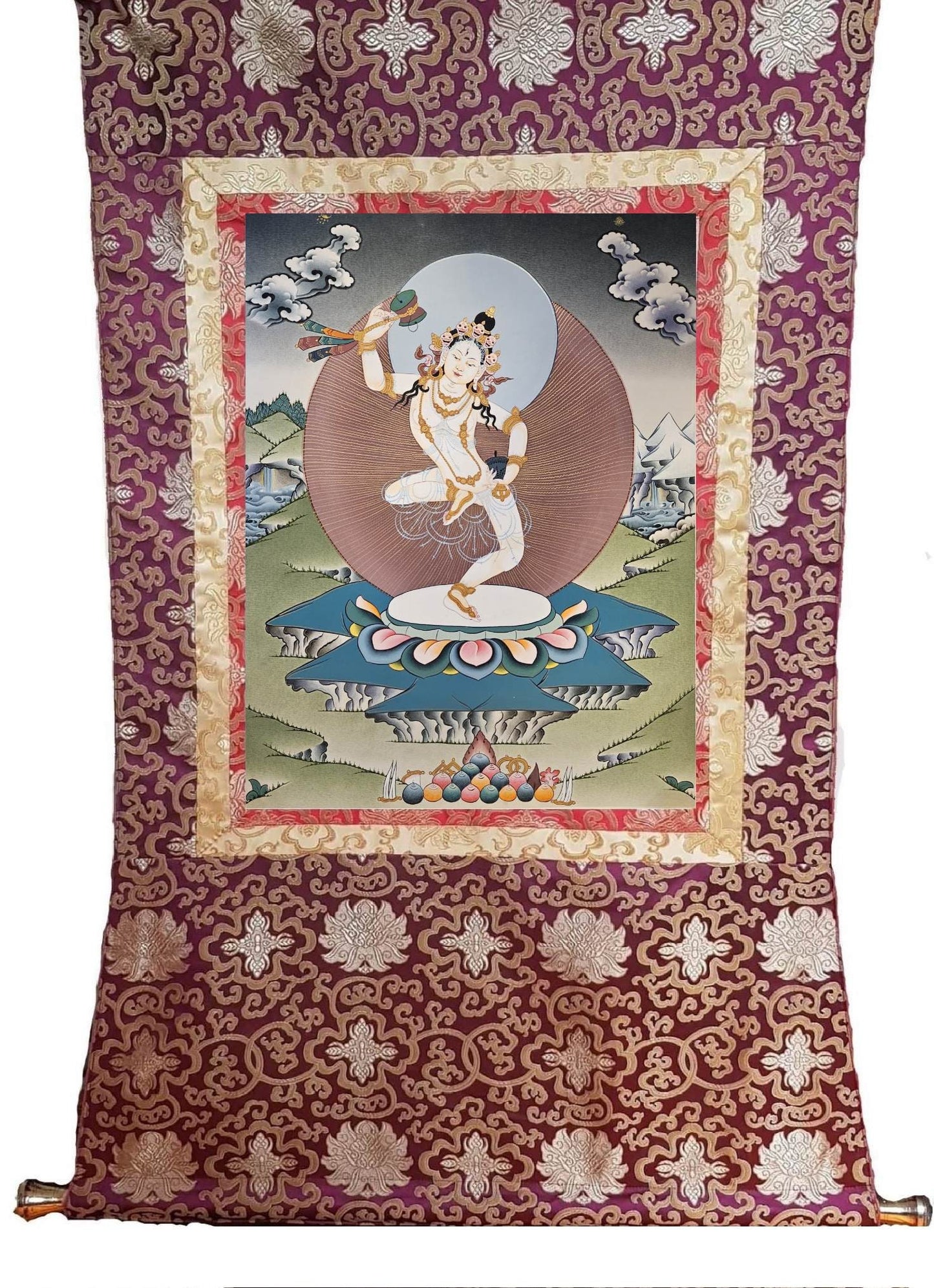 110. Machig Labdron for Chod Practice Thangka (Thanka). Free Brocade / Free Shipping.