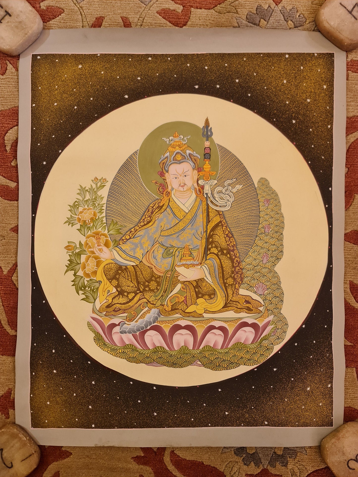 61. Guru Rinpoche Padmasambhava Thanka (Thangka). Free Brocade / Free Shipping.