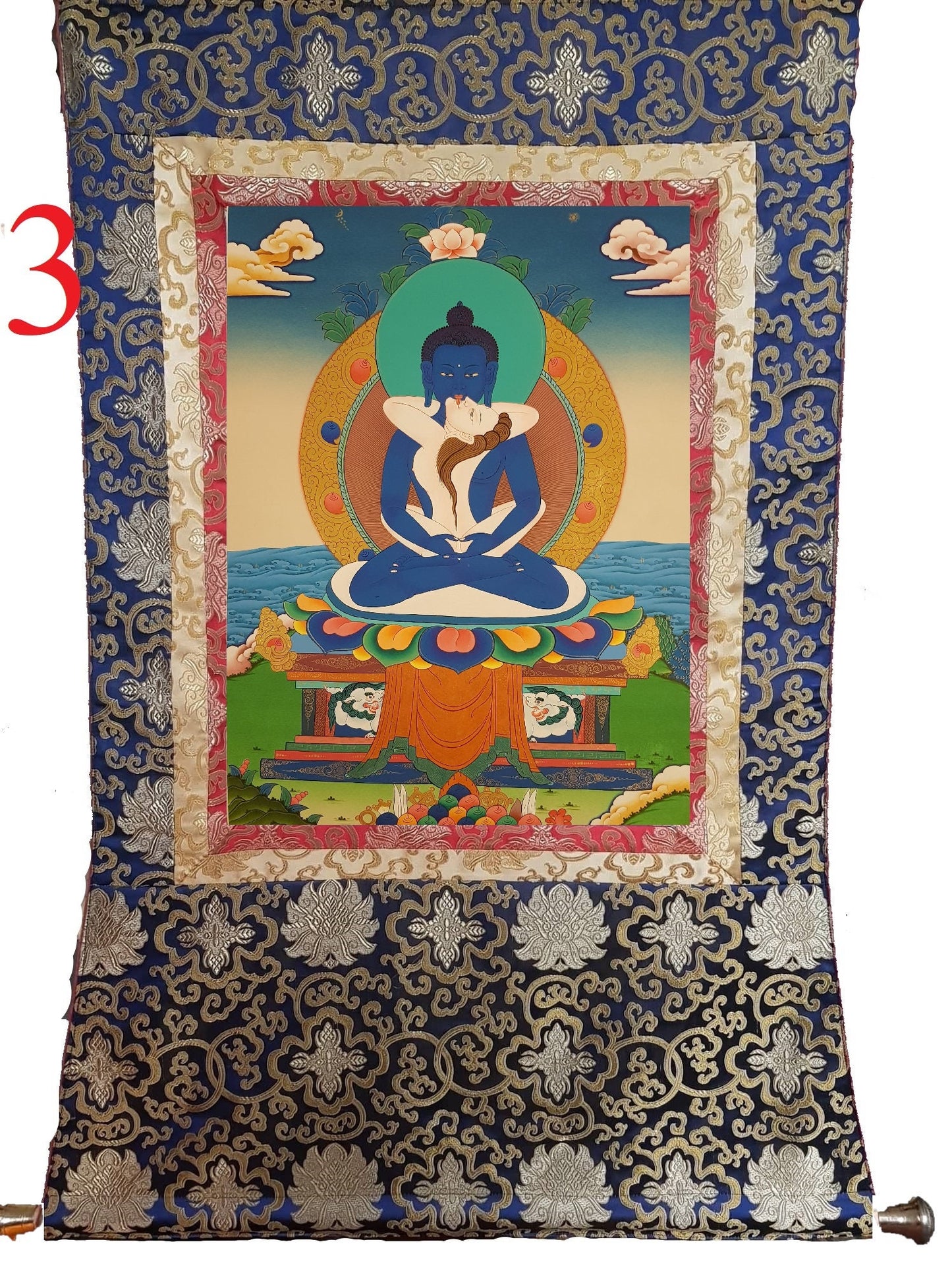 106. Samantabhadra Thangka (Thanka). Free Brocade / Free Shipping.