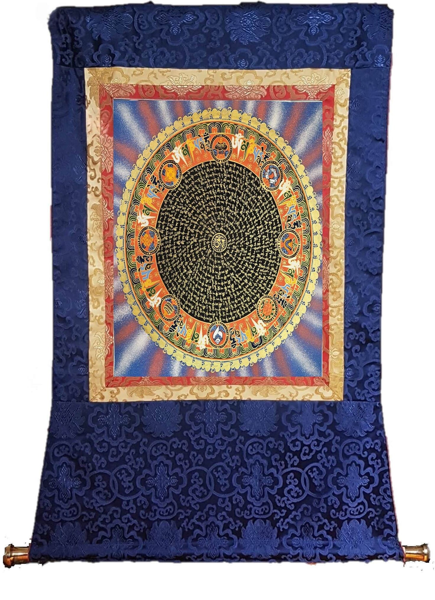 349. Mantra Mandala Thangka (Thanka). Free Brocade / Free Shipping.