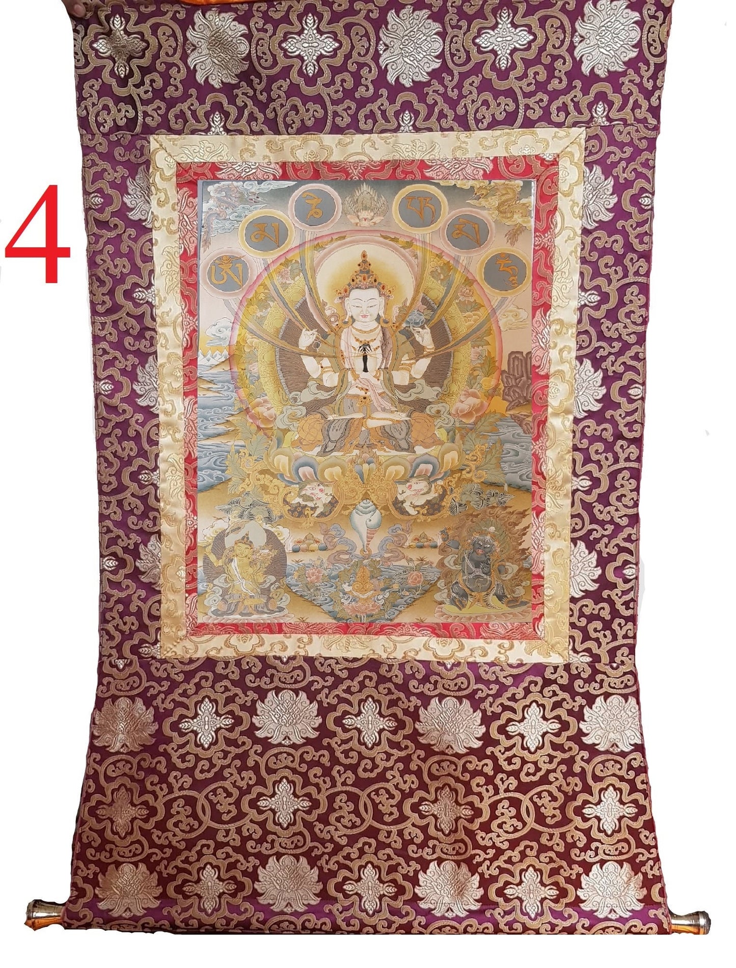 15. Chenrezig Thangka (Thanka). Free Brocade / Free Shipping.