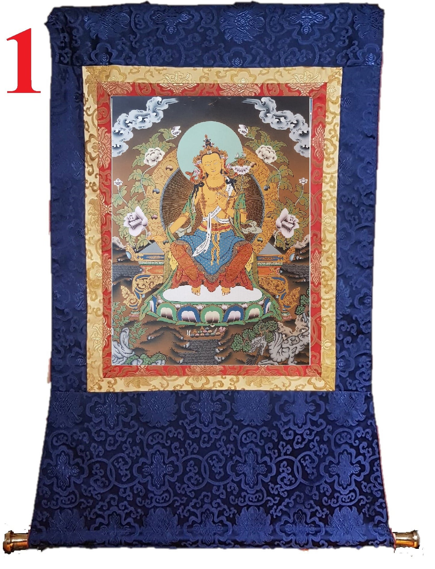 138. Maitreya (Metteyya) Buddha Thangka (Thanka). Free Brocade / Free Shipping.