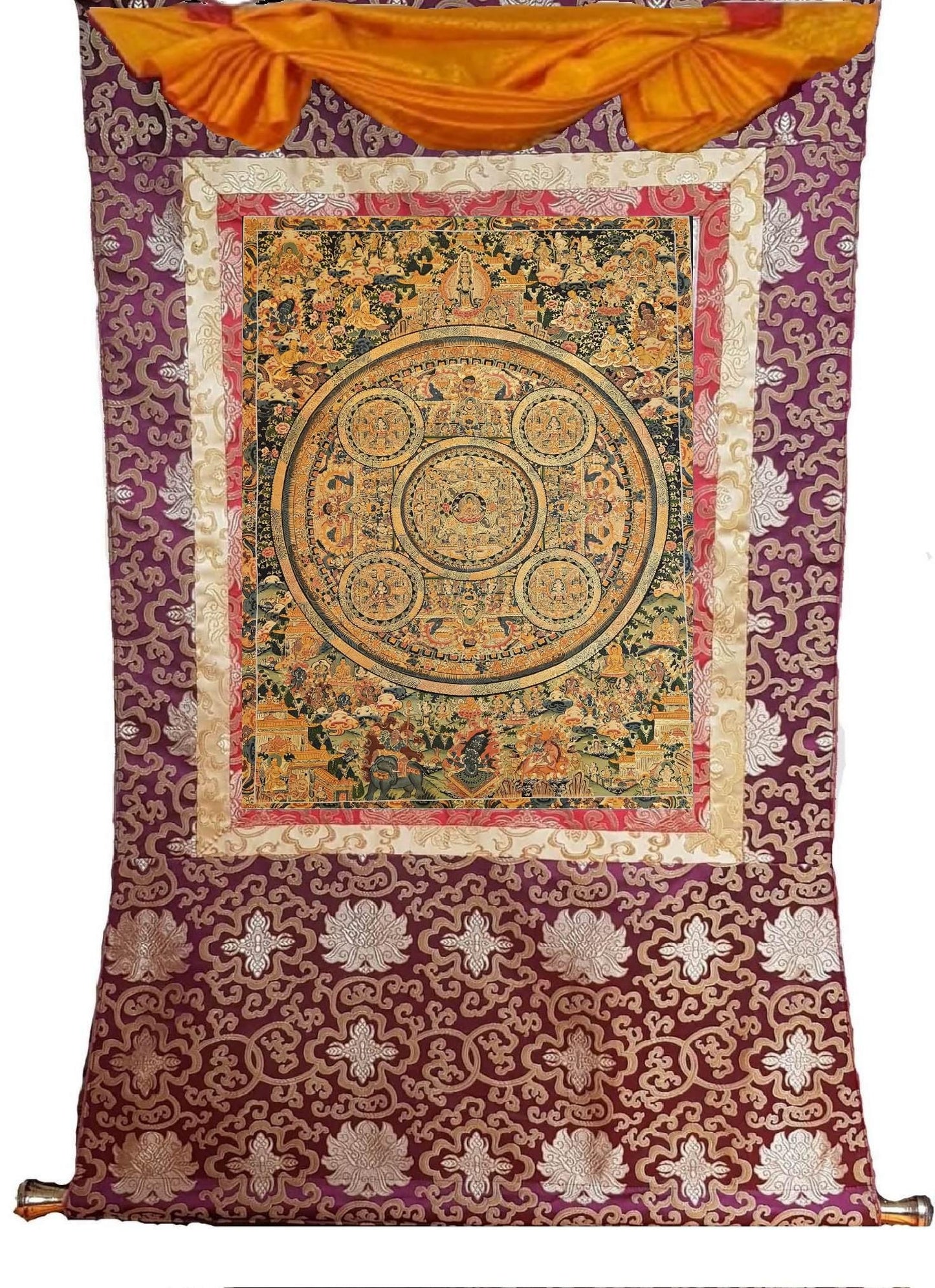 380. Large Buddha Mandala Thangka (Thanka). Free Brocade / Free Shipping.